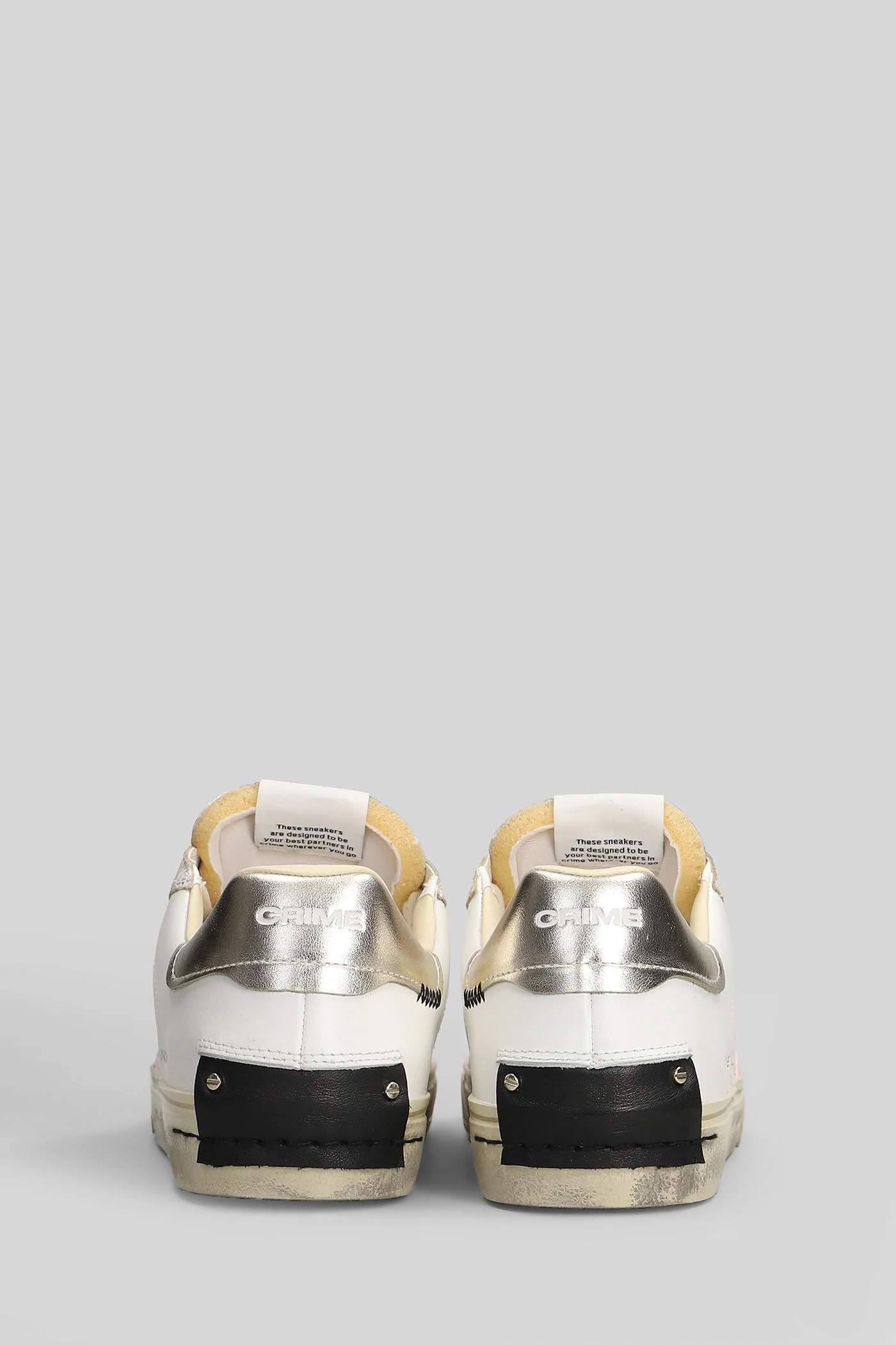 Distressed Sneakers in white leather - Image 4