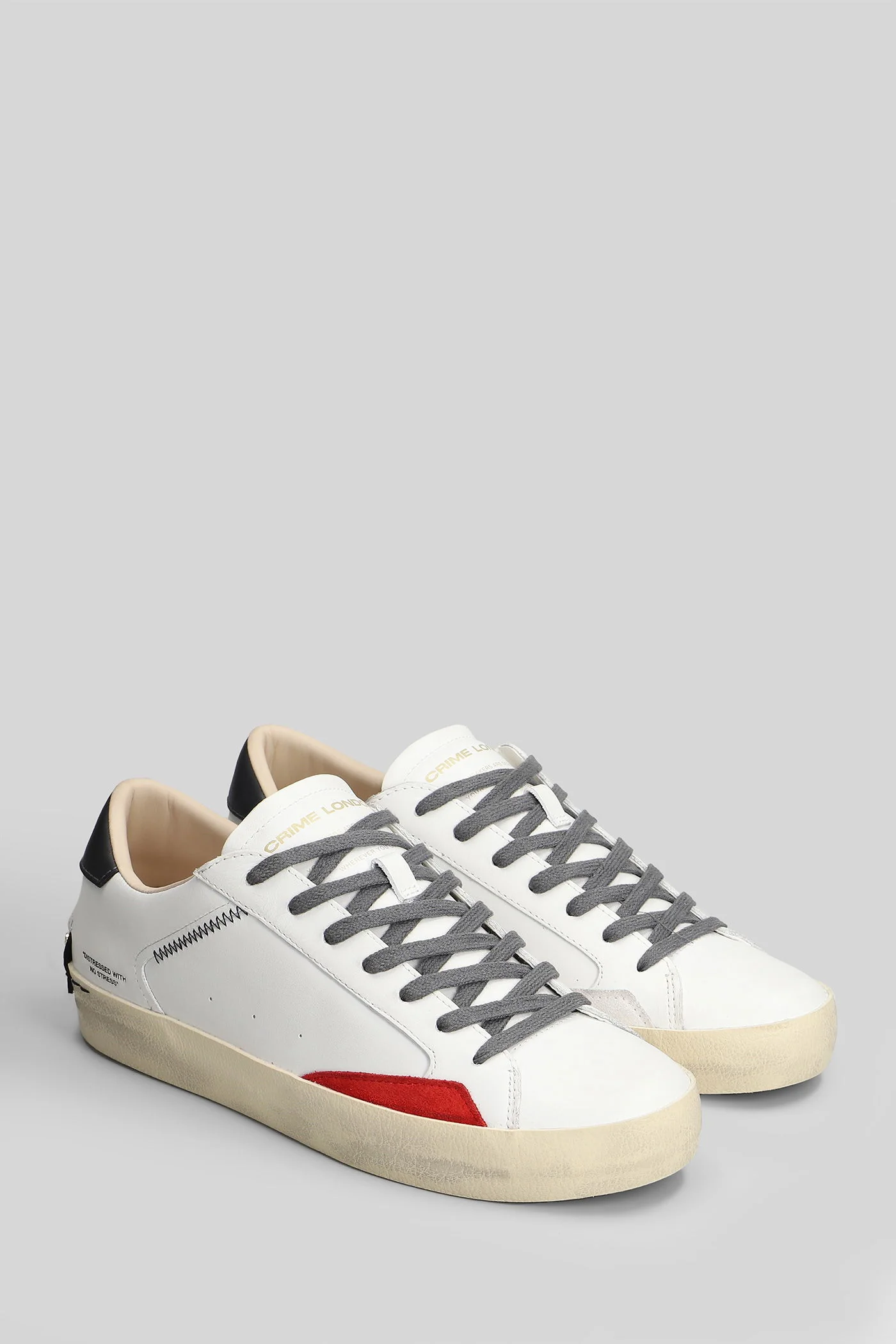 Distressed Sneakers in white leather - Image 2