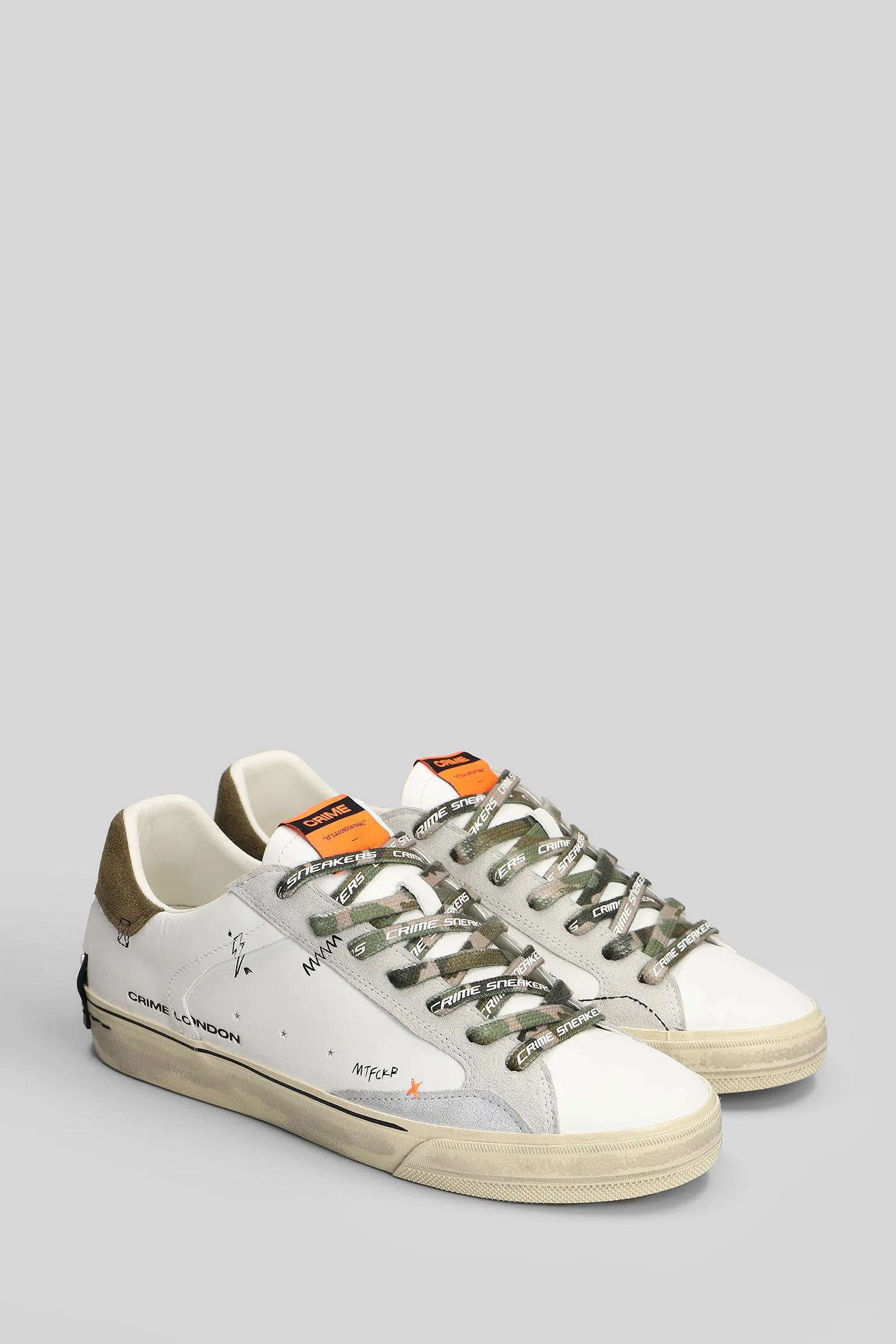 Distressed Sneakers in white leather - Image 2