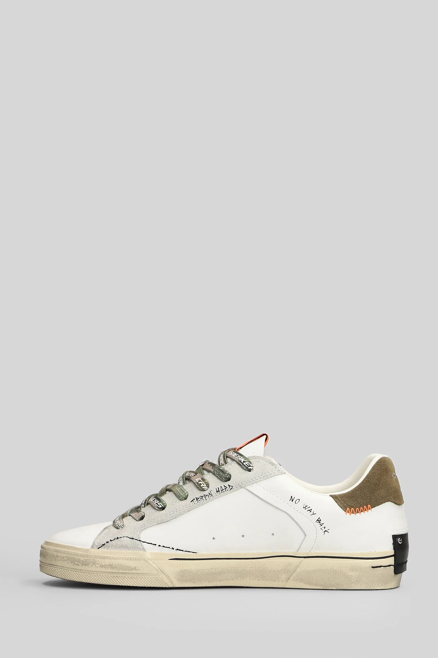 Distressed Sneakers in white leather - Image 3