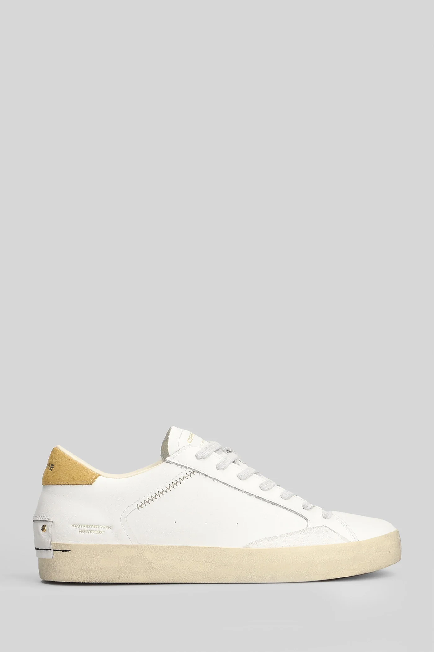 Distressed Sneakers in white leather - Image 3