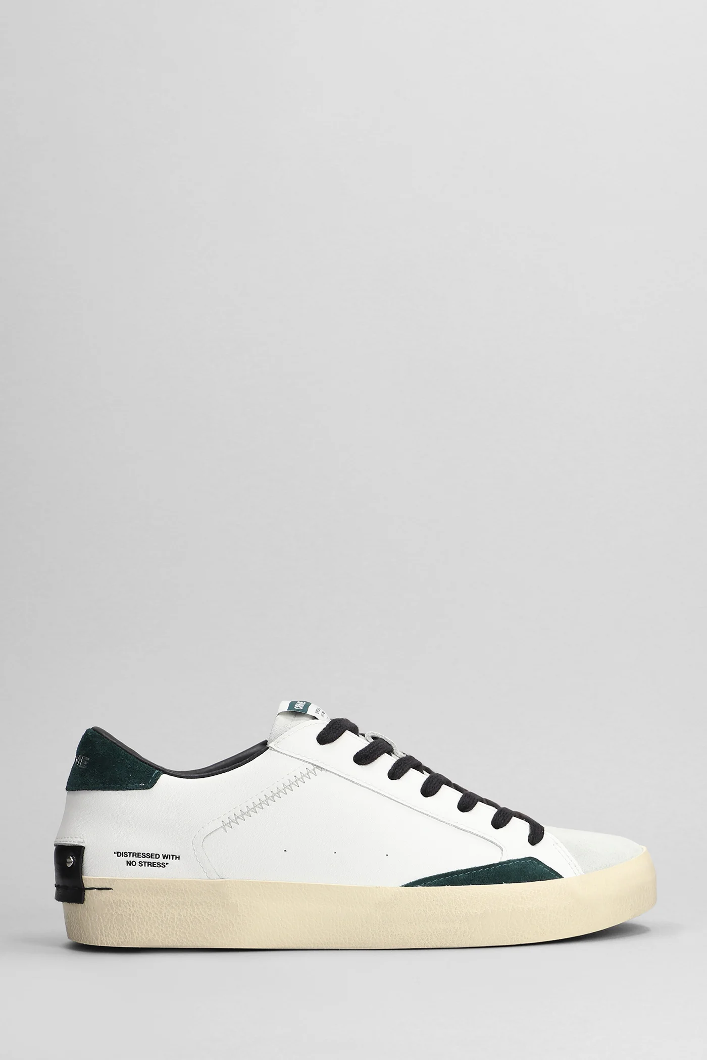 Distressed Sneakers in white suede and leather