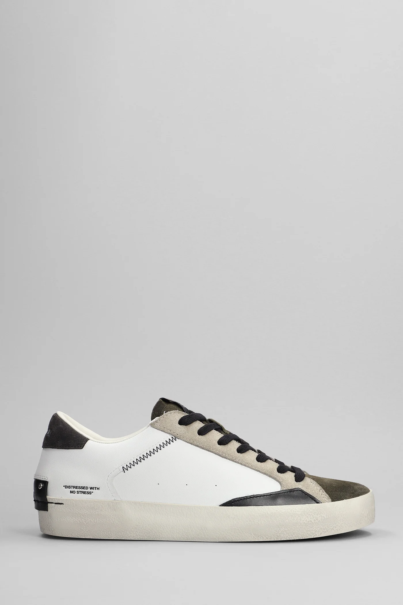 Distressed Sneakers in white suede and leather