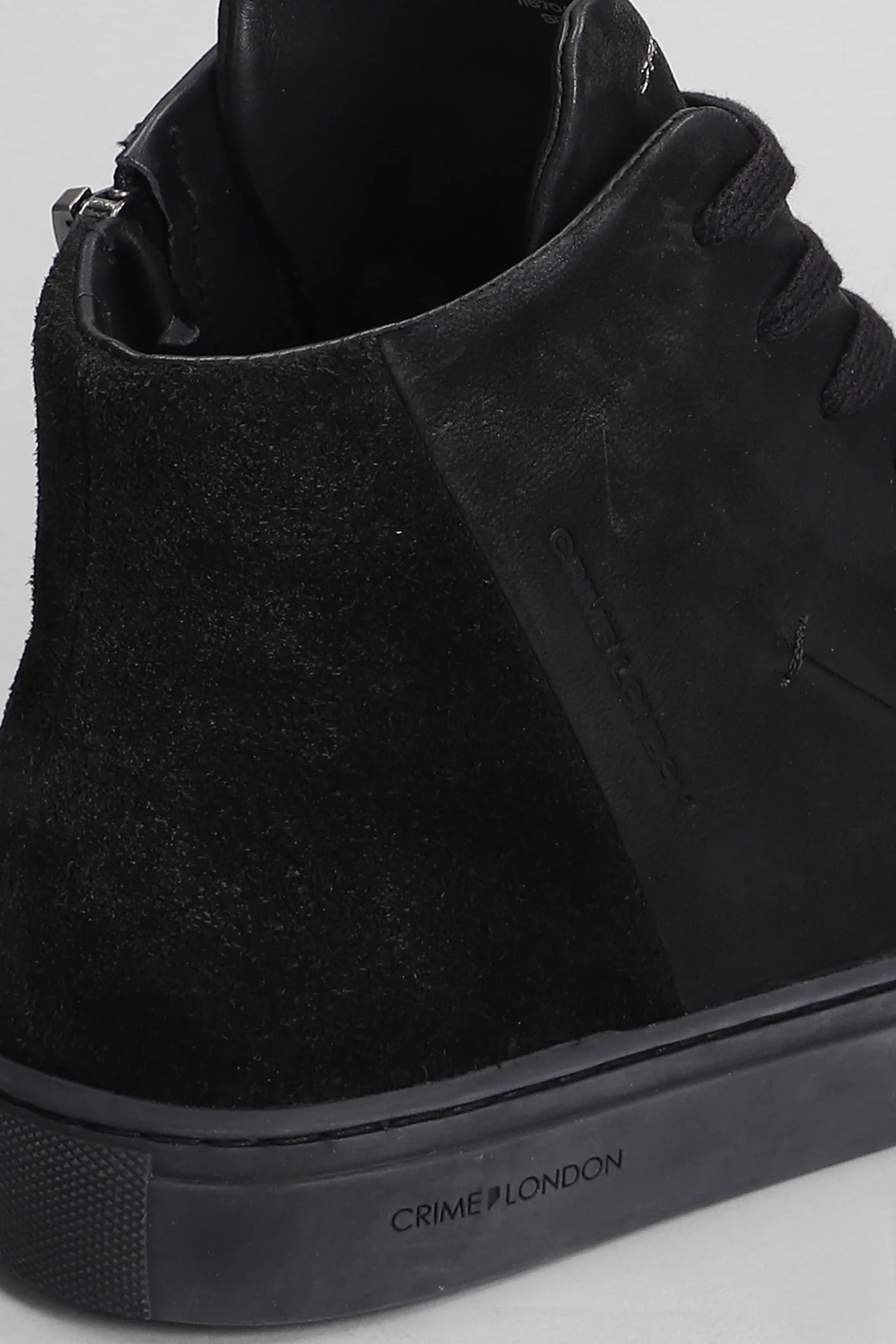 High Top Minimal Sneakers in black suede and leather - Image 5