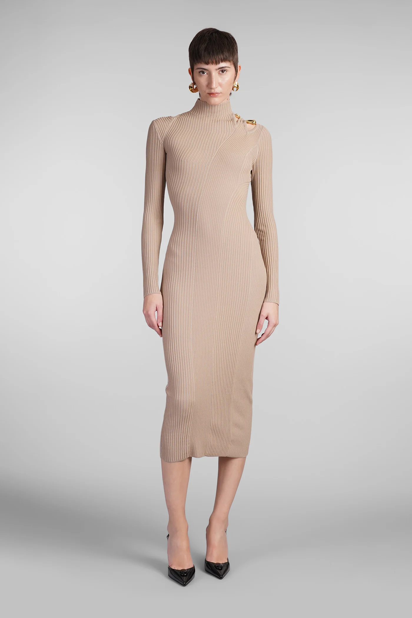 Alyssa Dress woman in taupe viscose