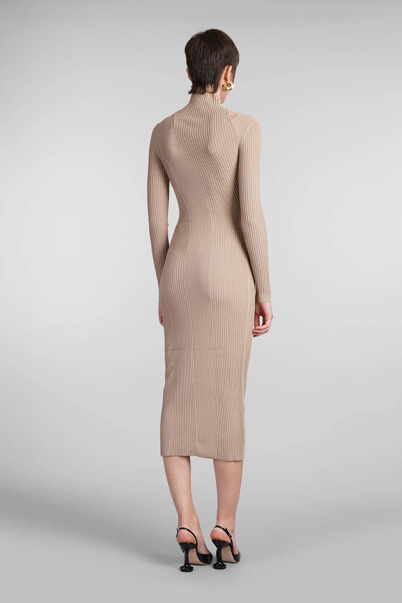 Alyssa Dress woman in taupe viscose - Image 3