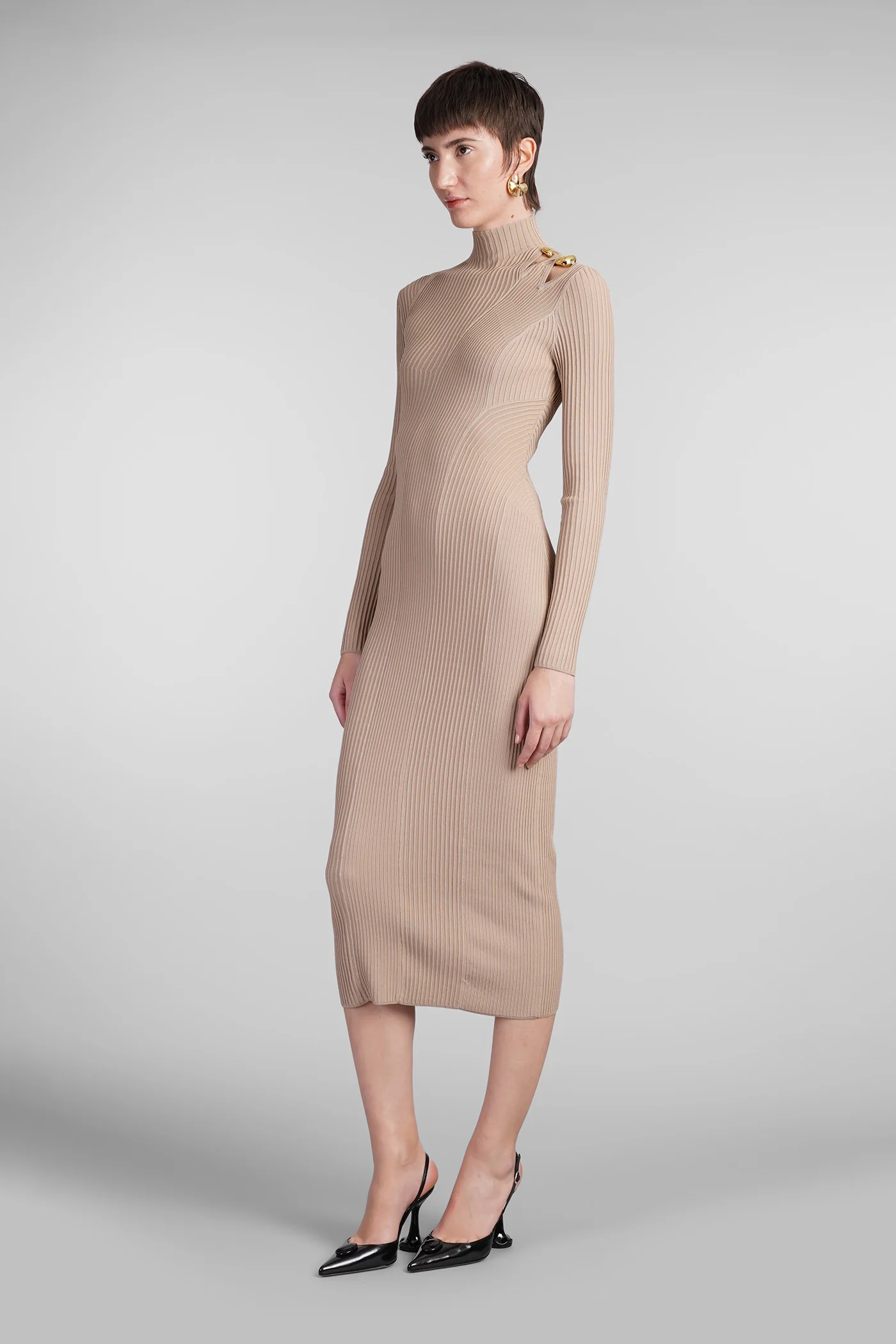 Alyssa Dress woman in taupe viscose - Image 4