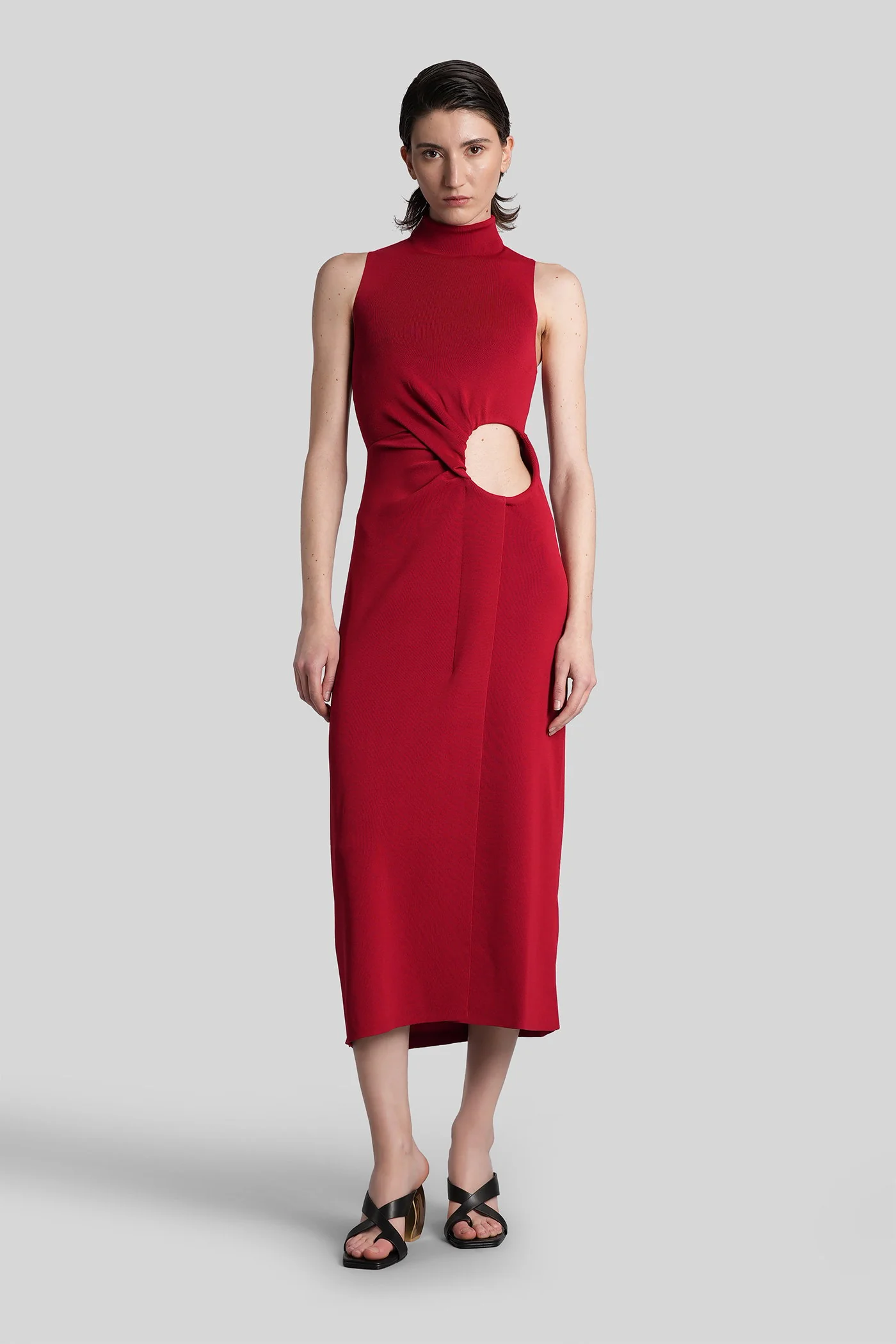 Amana Long dress in red viscose