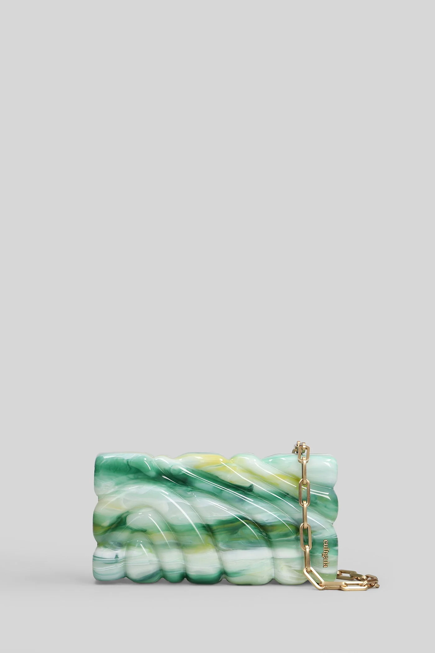 Aura Clutch in green acrylic