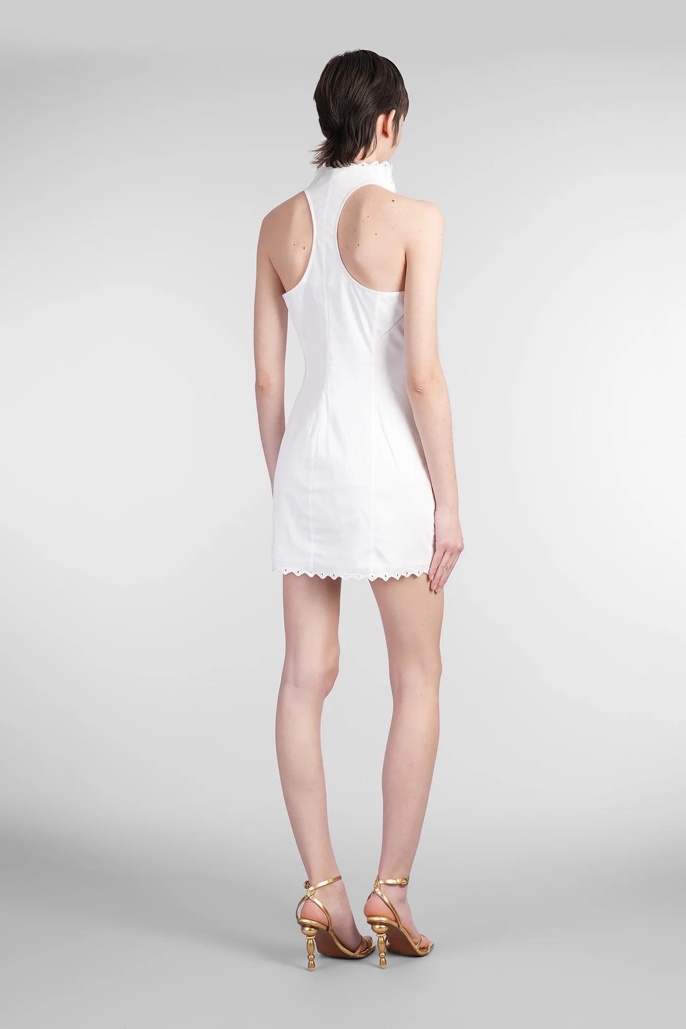 Carey Mini dress in white cotton - Image 3