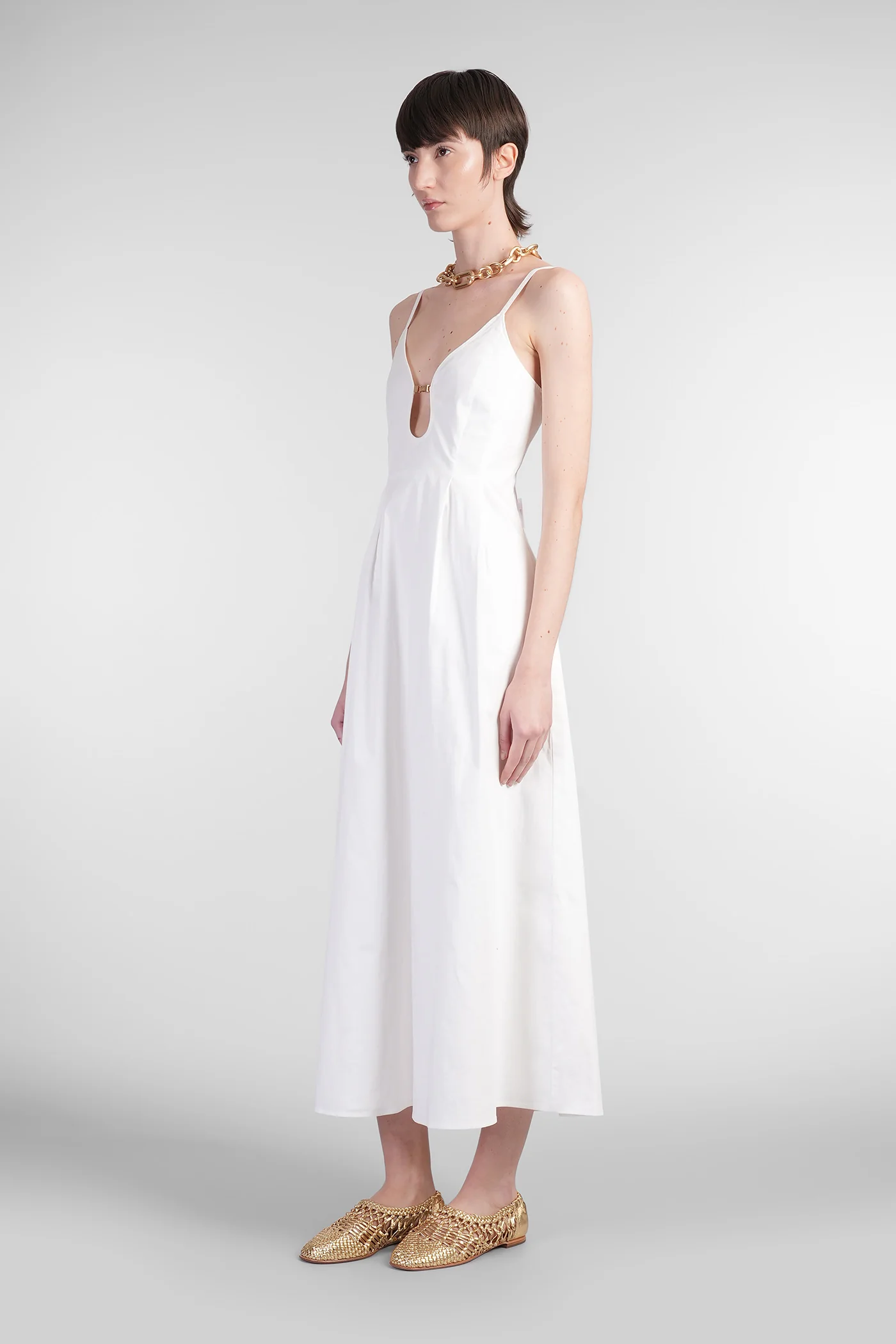 Ellaria Long dress in white cotton - Image 4