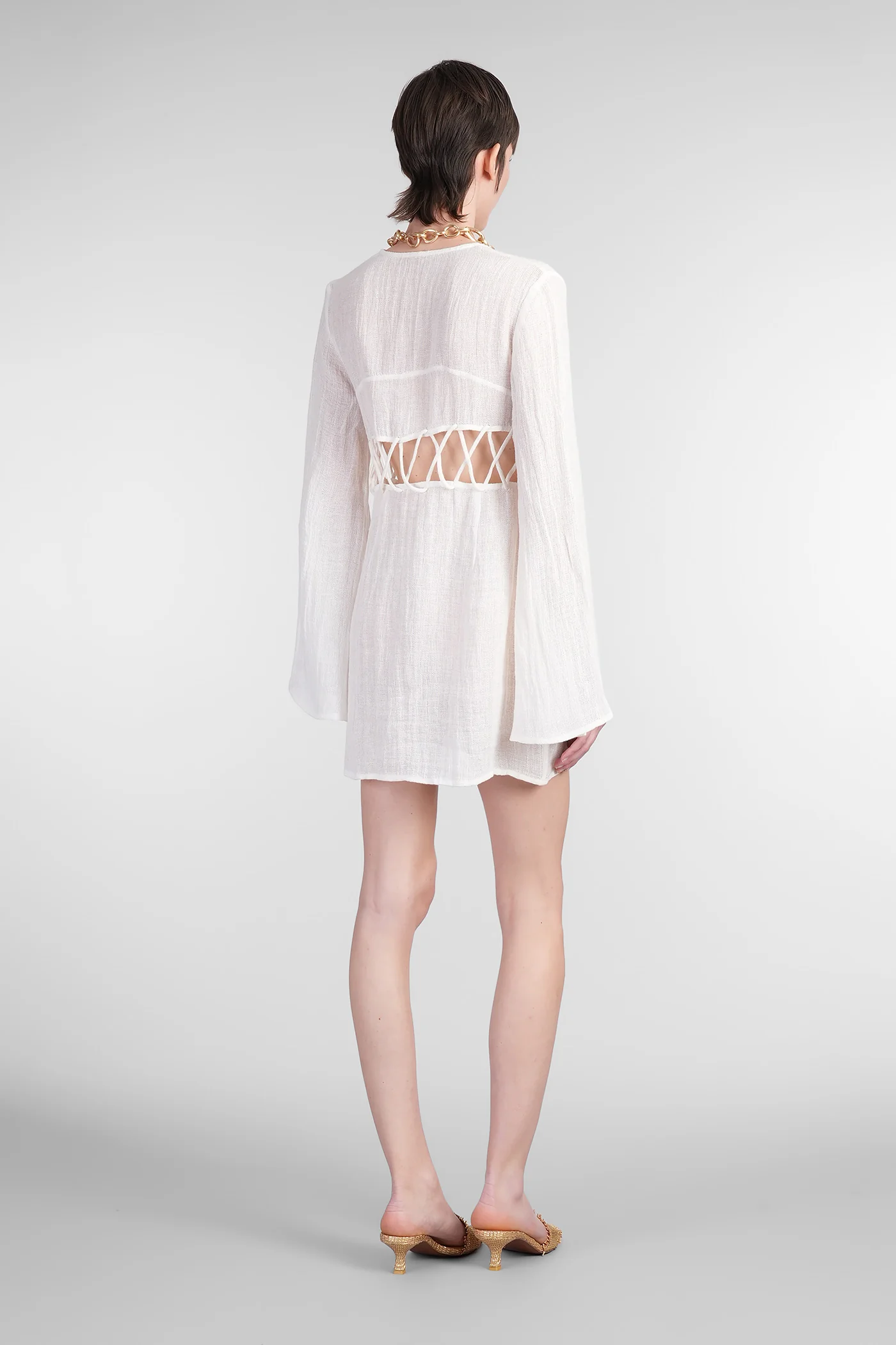 Ilona Mini dress in white linen - Image 3