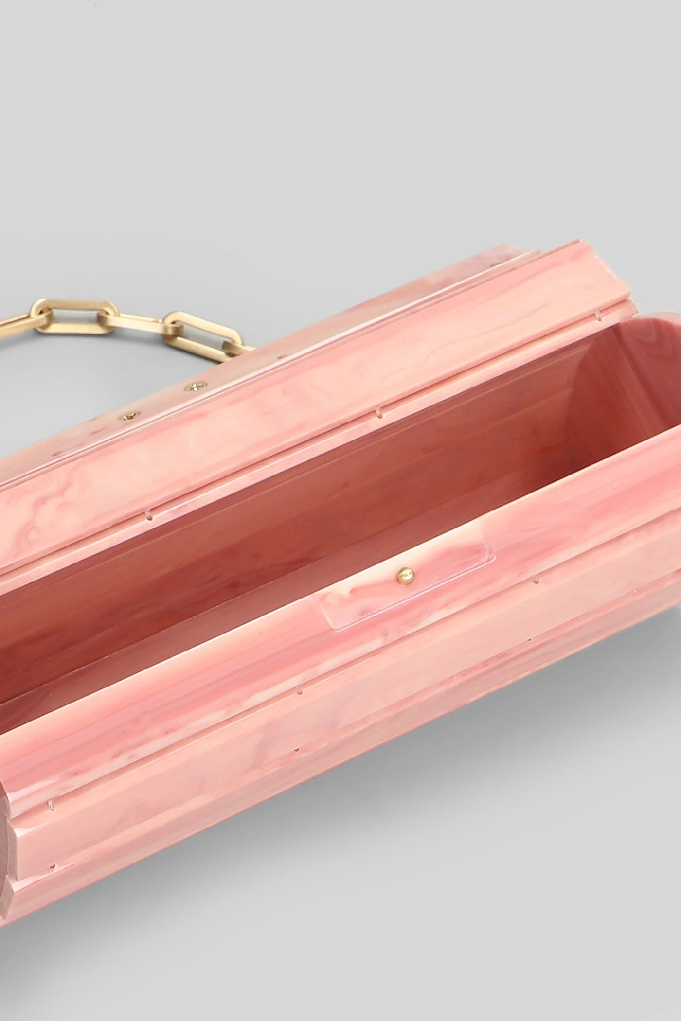 Mini rolie polie Clutch in rose-pink acrylic - Image 4
