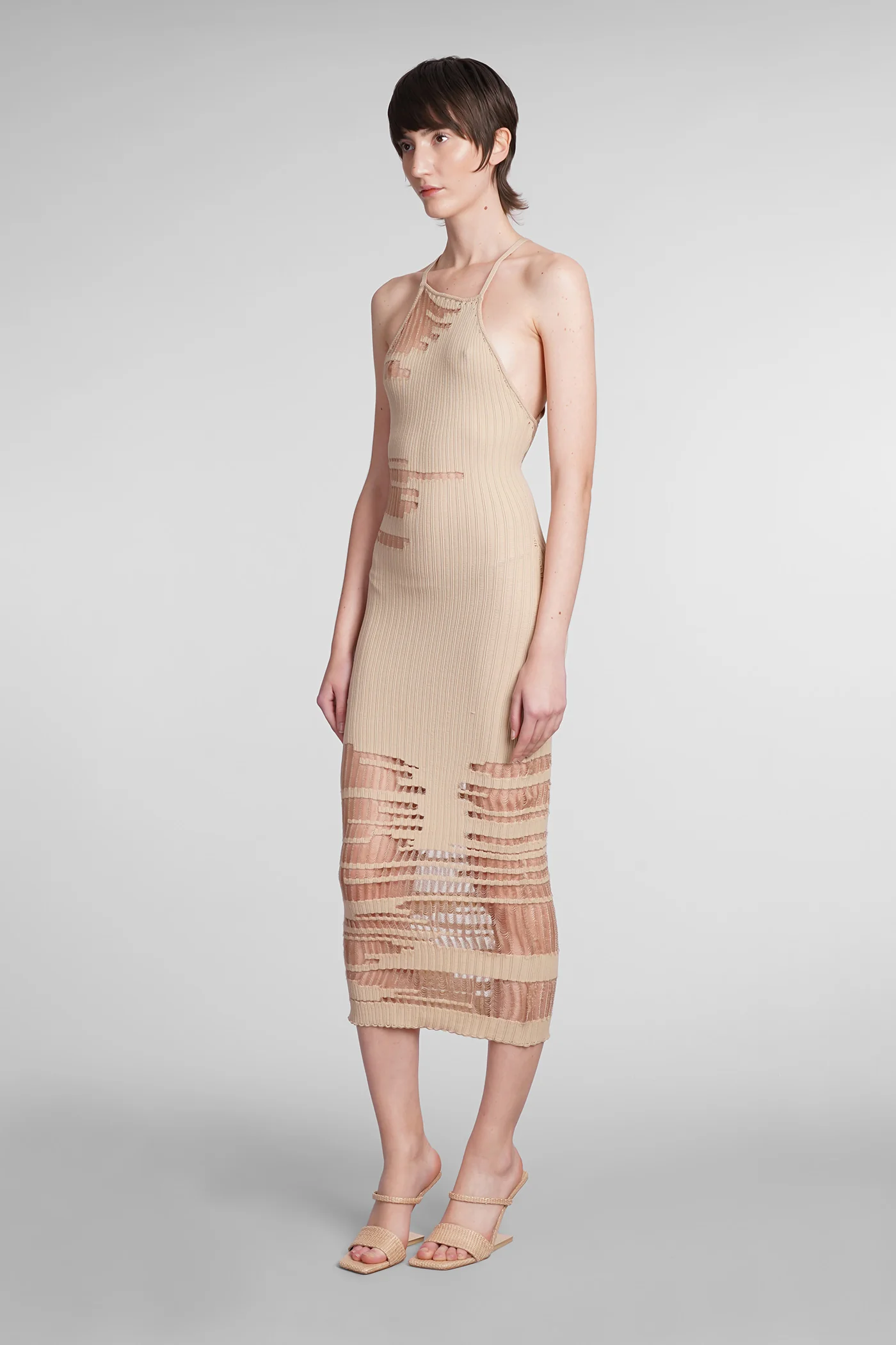 Nodin Dress woman in beige nylon - Image 4
