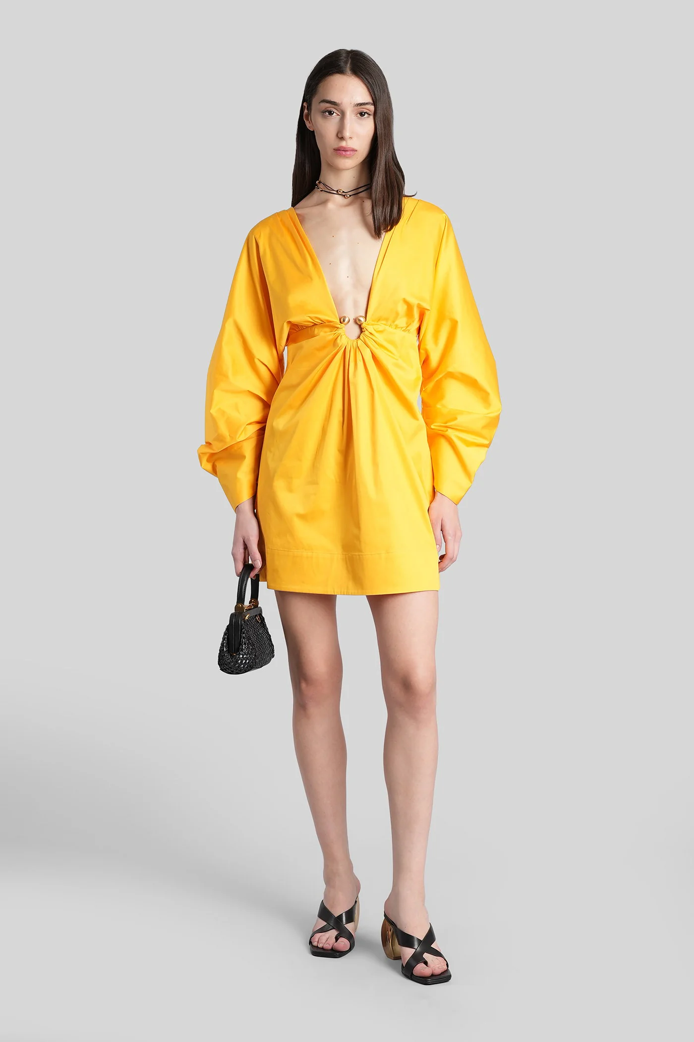 Questra Mini dress in orange cotton - Image 2