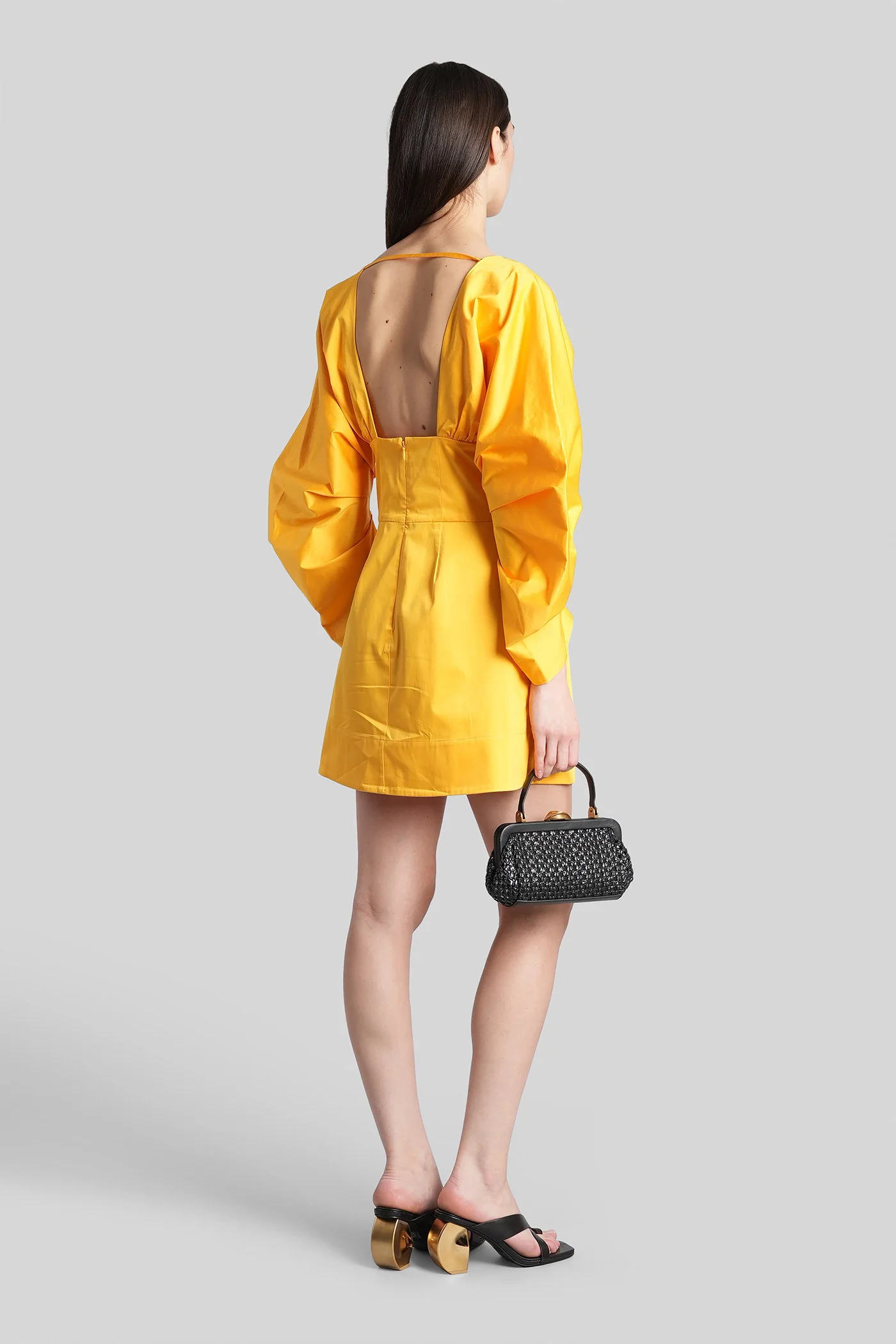 Questra Mini dress in orange cotton - Image 3