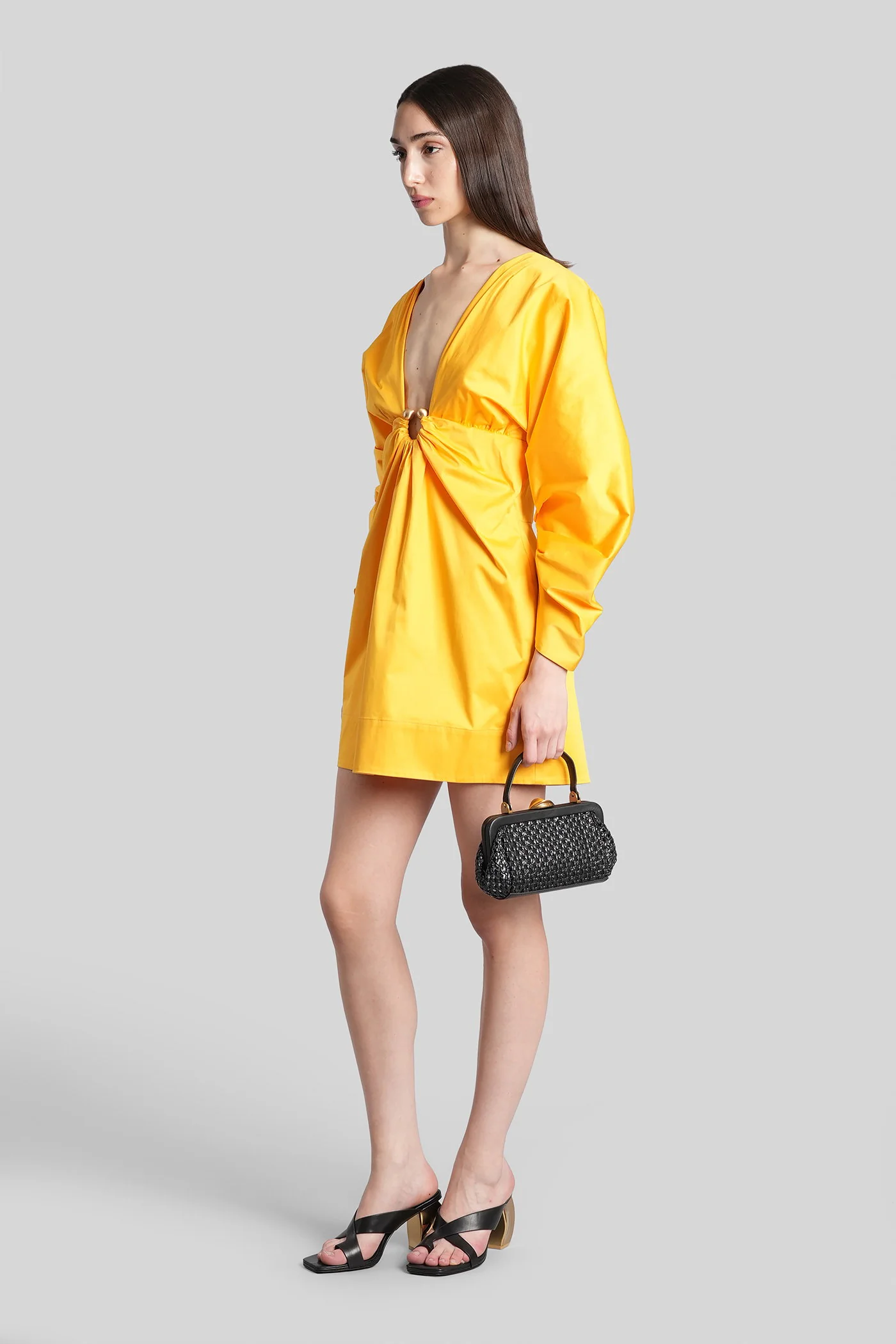 Questra Mini dress in orange cotton - Image 4