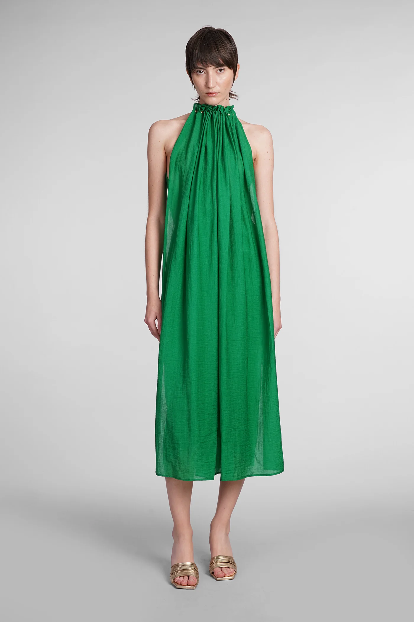 Ree Dress woman in green wool and polyester
