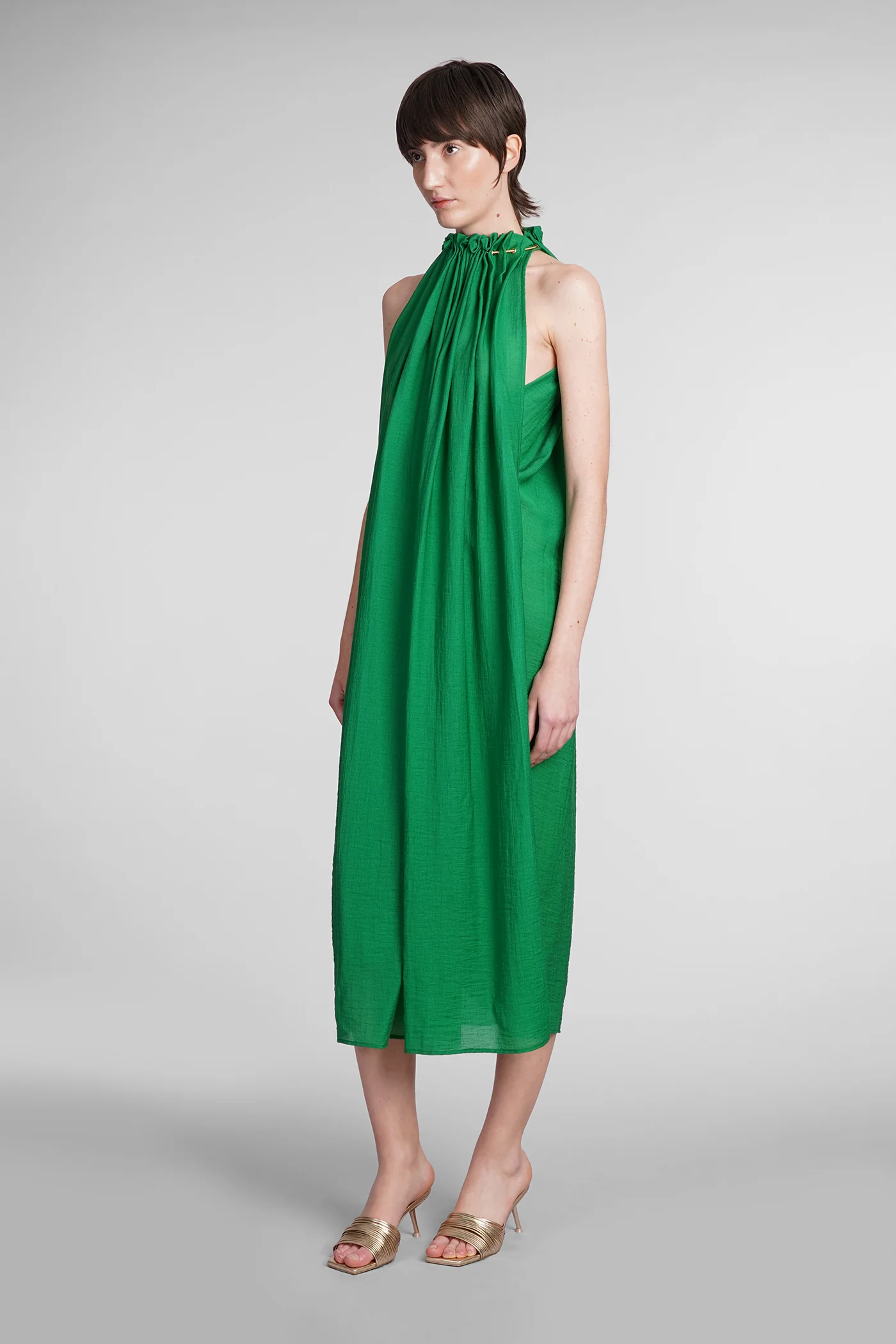 Ree Dress woman in green wool and polyester - Image 4