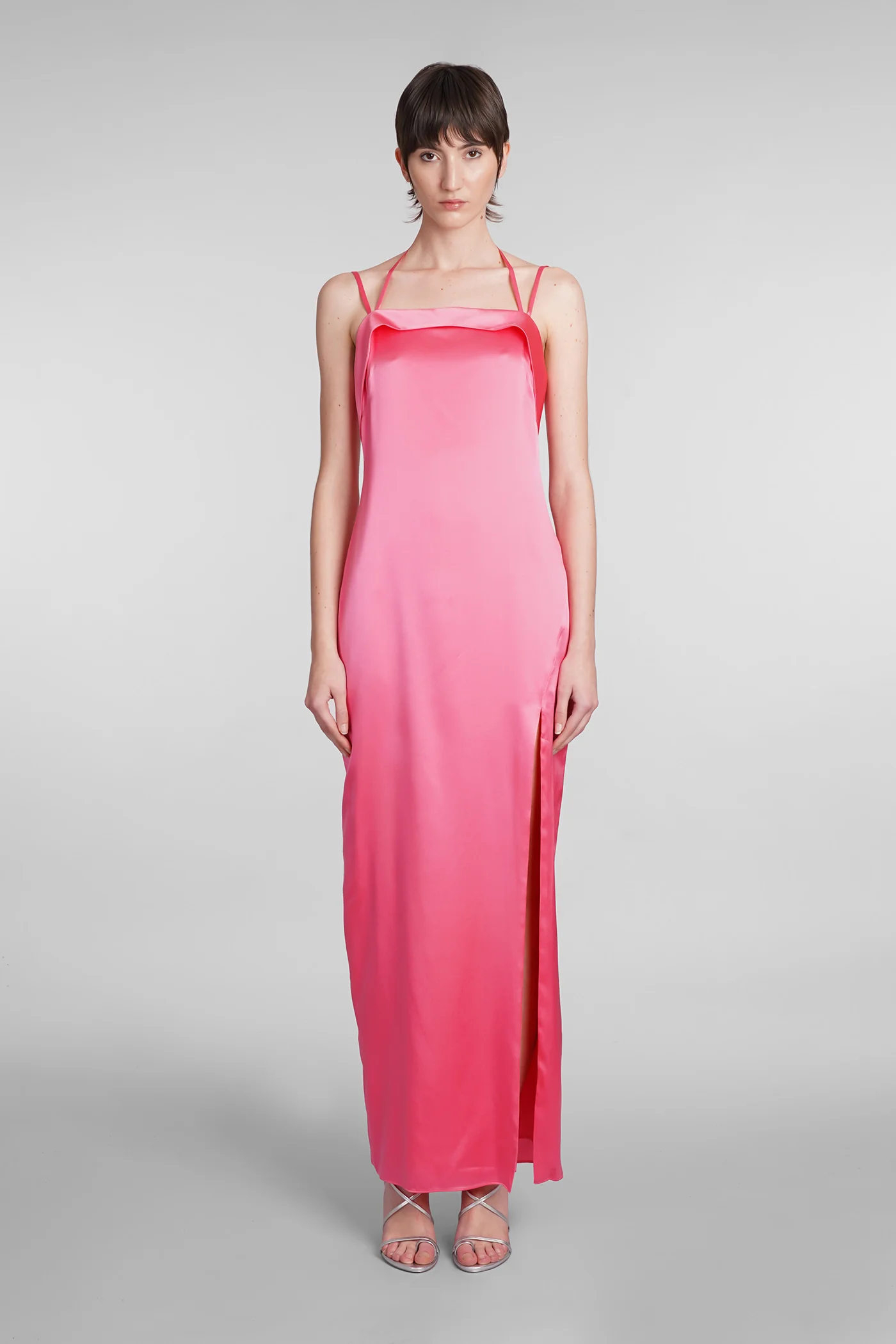 Shiazu Dress woman in rose-pink silk