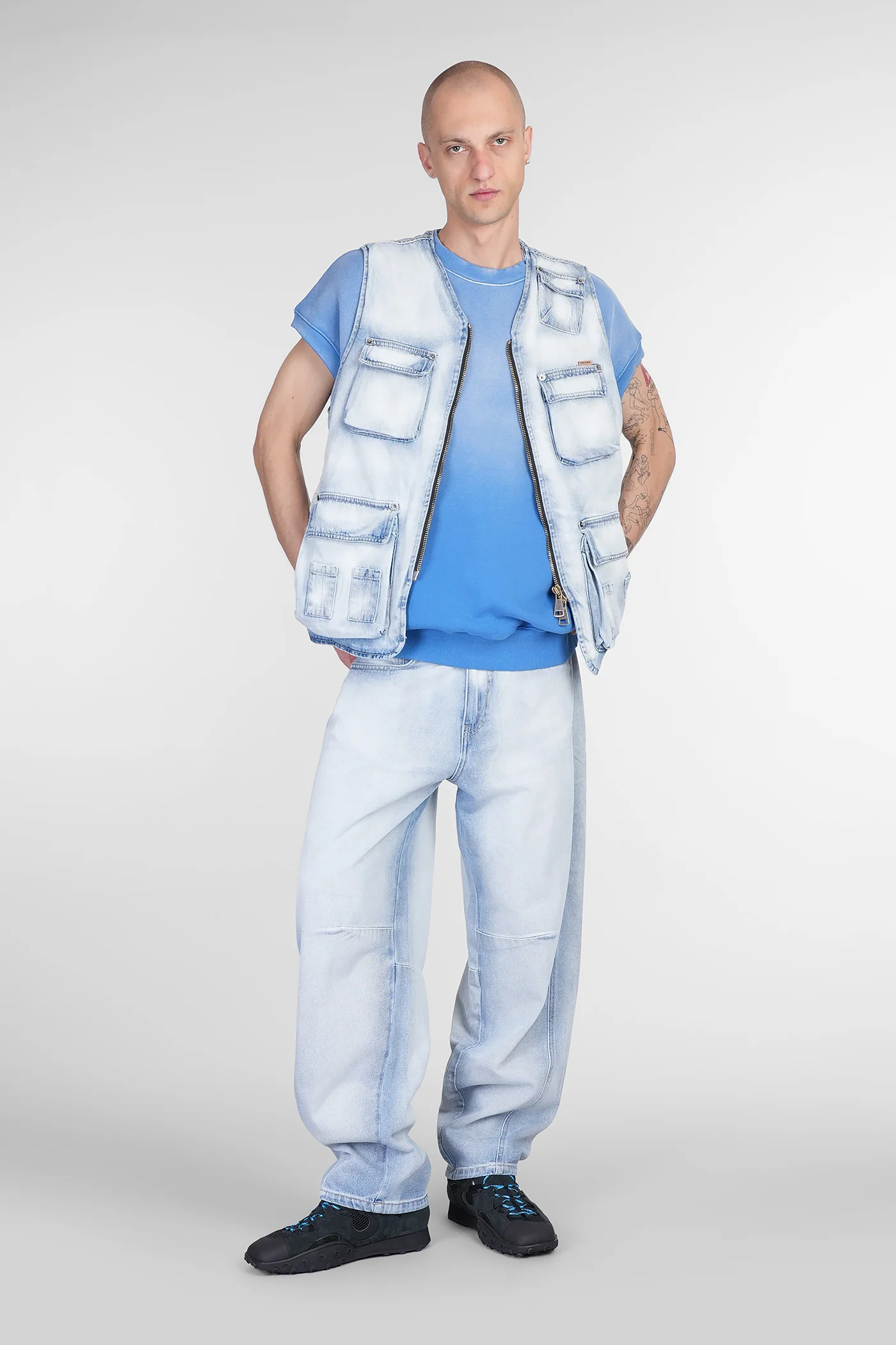 Vest in blue cotton - Image 2