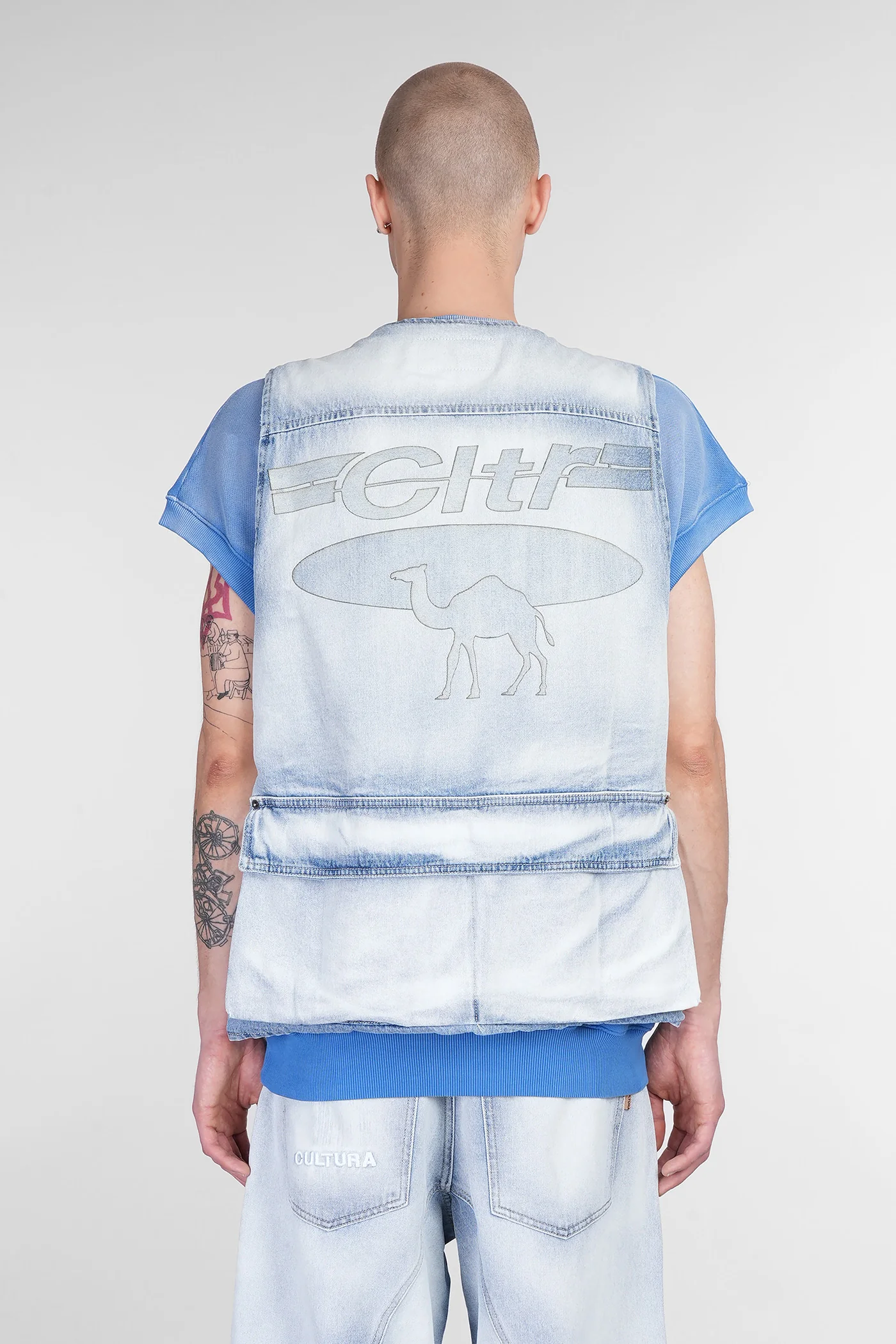Vest in blue cotton - Image 3