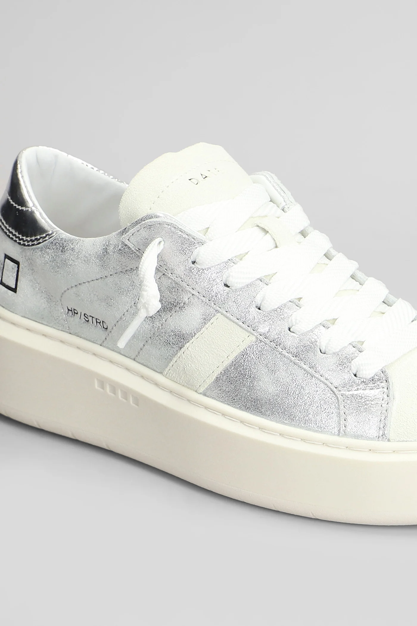 Hill Low Platform Sneakers in silver suede and leather - Image 5