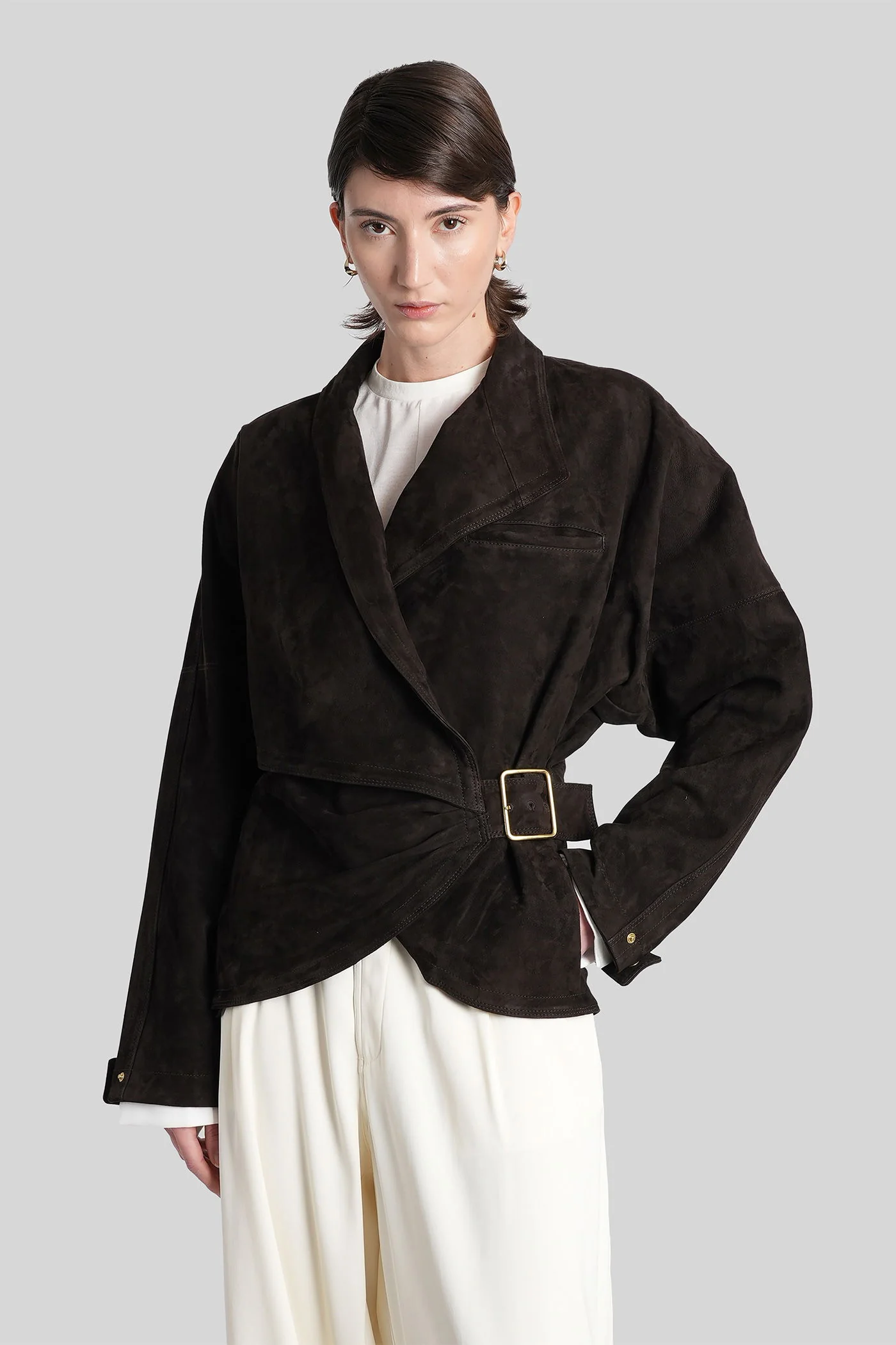 Cindy Leather jacket in brown leather