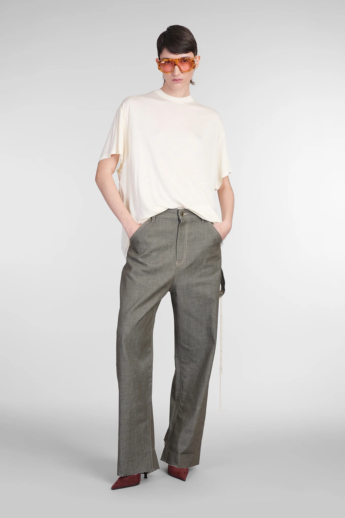 Linda T-Shirt in beige cotton - Image 2