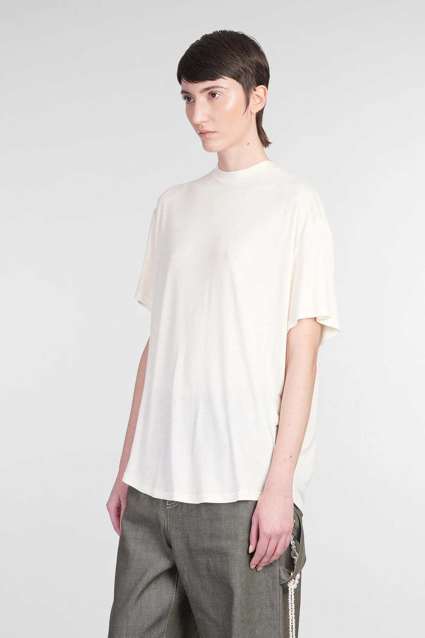 Linda T-Shirt in beige cotton - Image 4