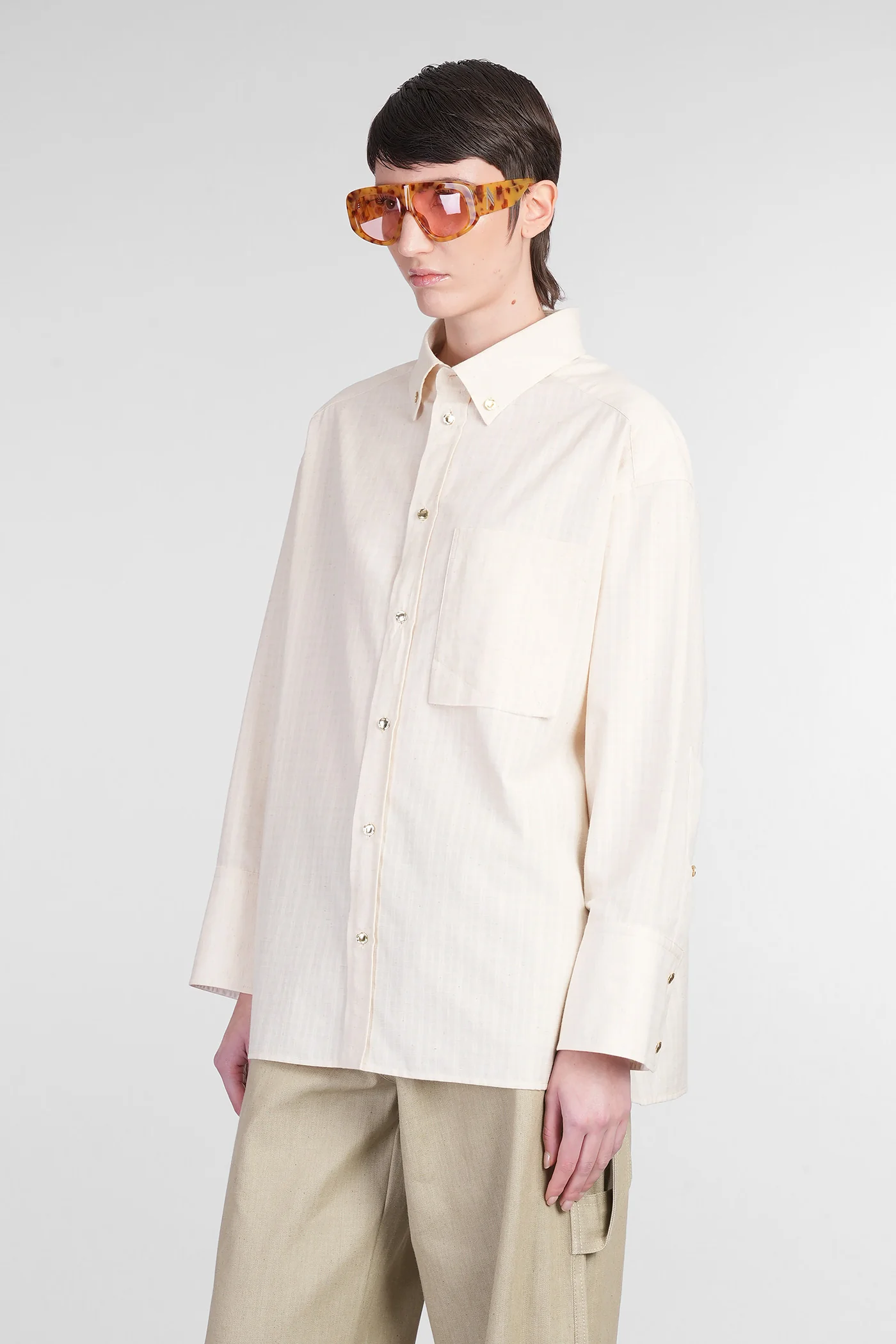 Nathalie Shirt in beige cotton - Image 4