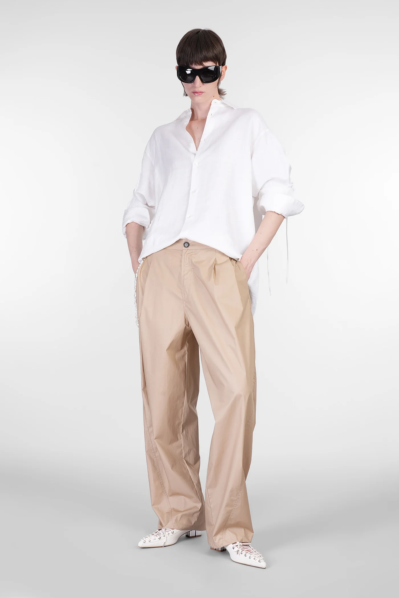 Phebe Pants in beige cotton - Image 2