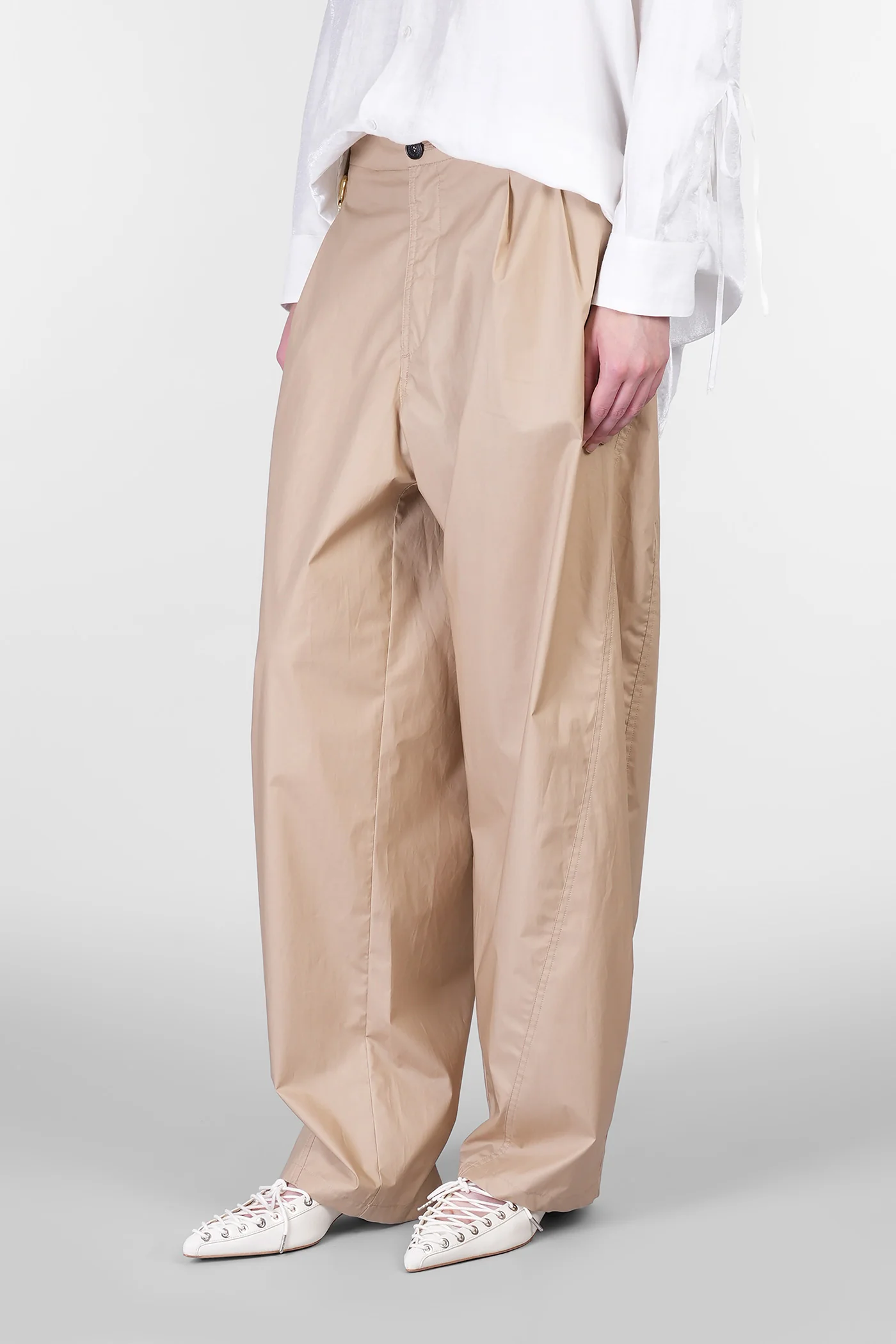 Phebe Pants in beige cotton - Image 4