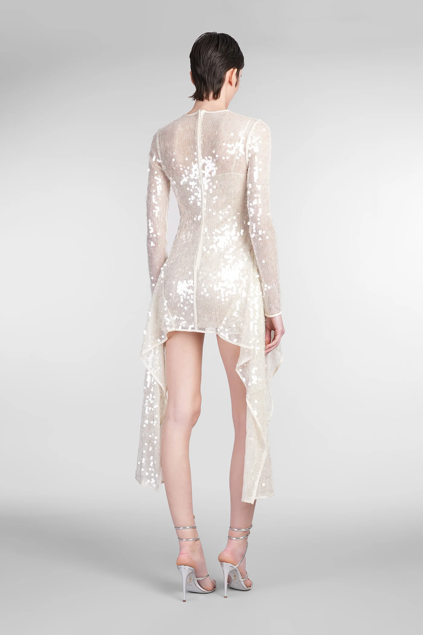 Dress woman in beige polyester - Image 3