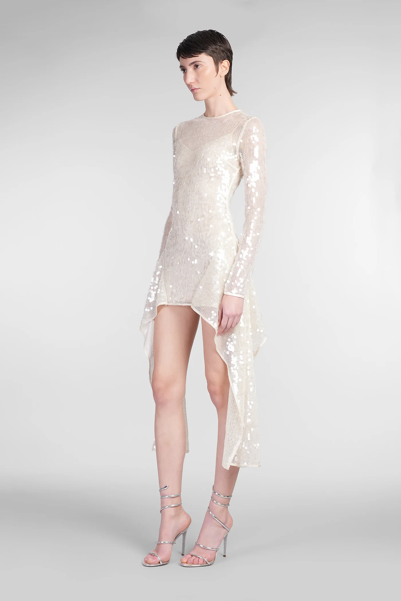 Dress woman in beige polyester - Image 4