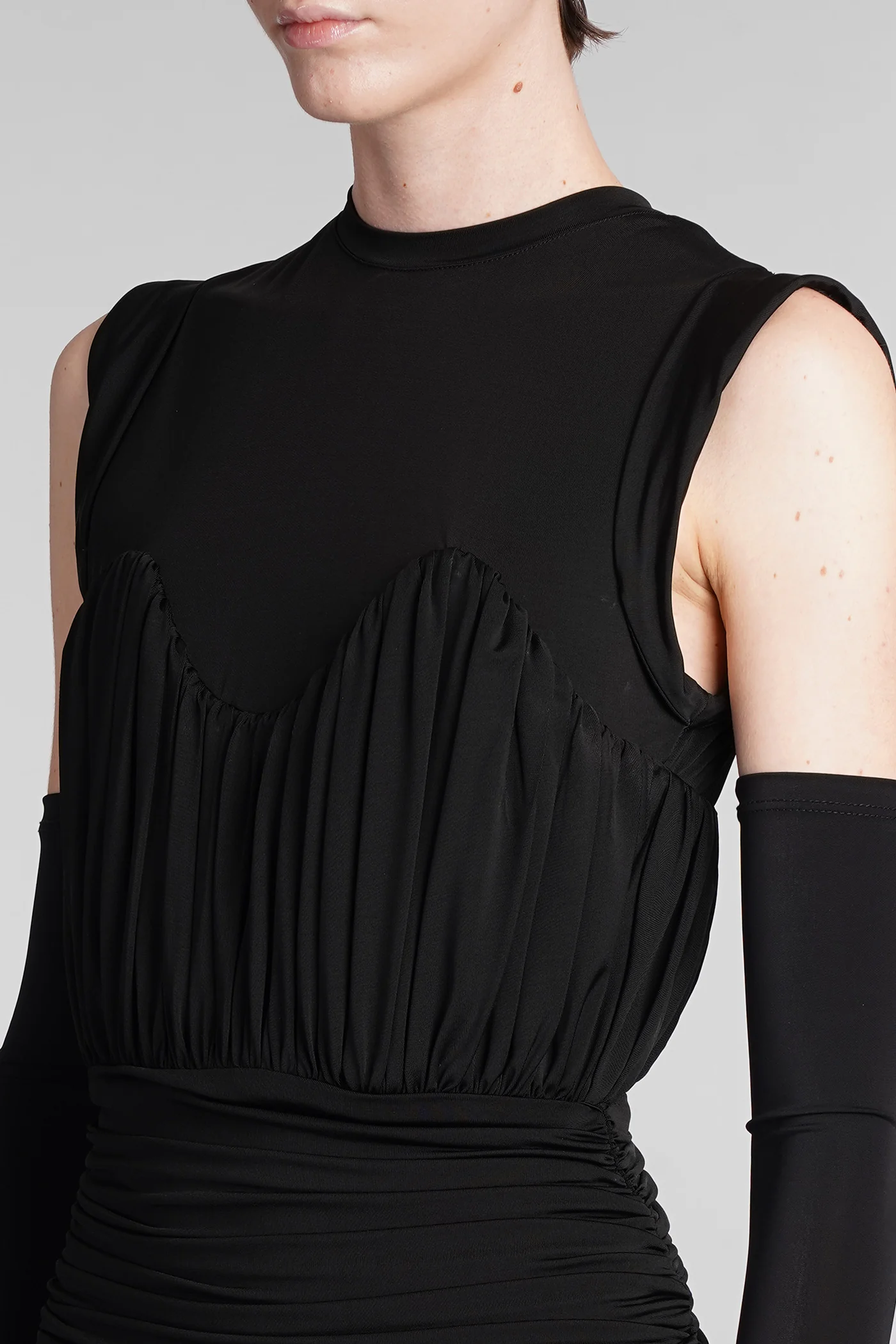 Dress woman  in black acetate - Image 5
