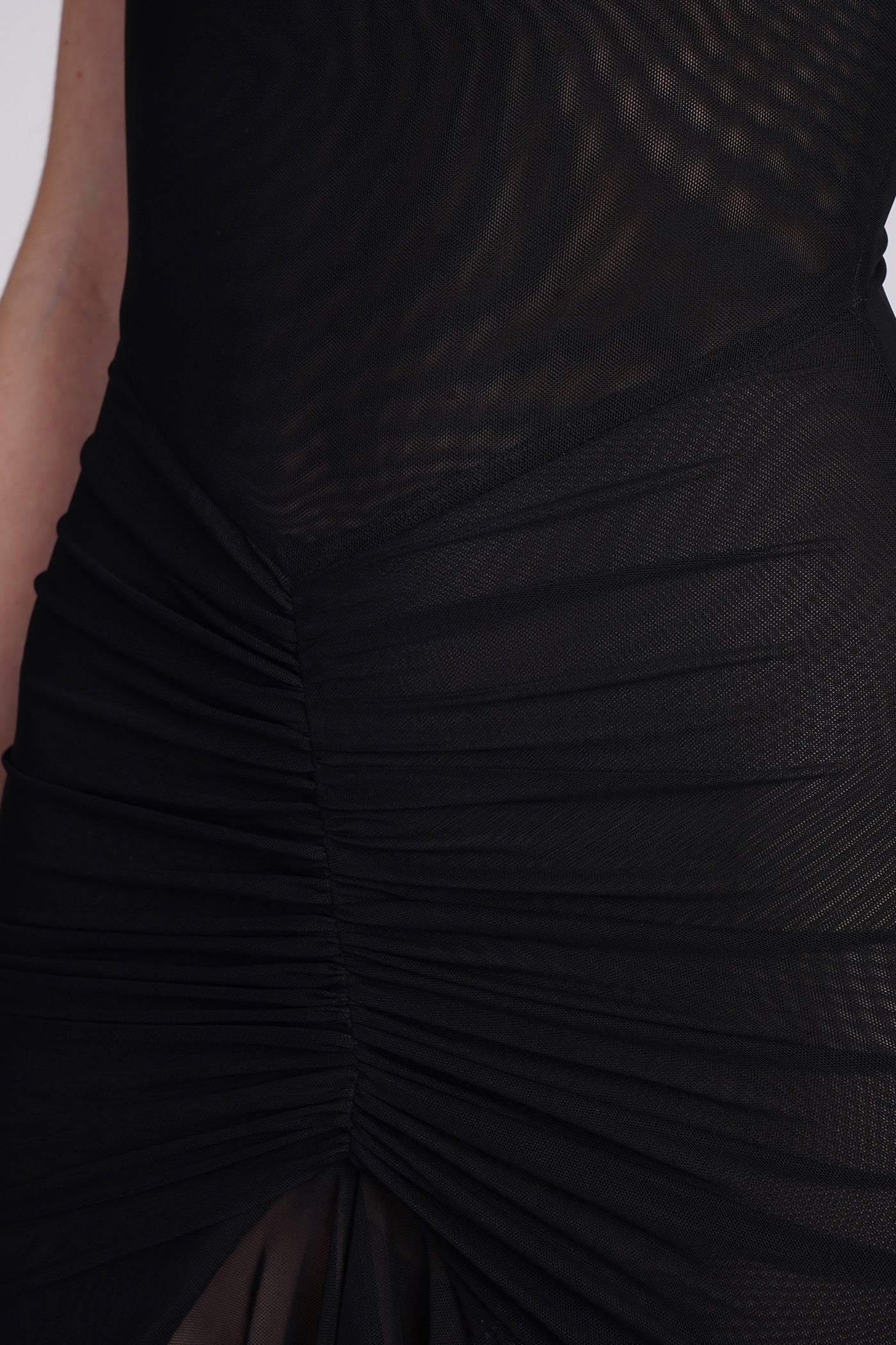 Dress woman in black polyamide - Image 5
