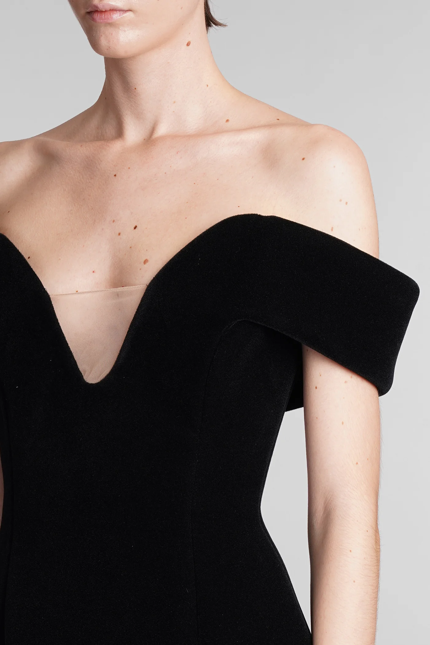 Dress woman in black polyamide - Image 5