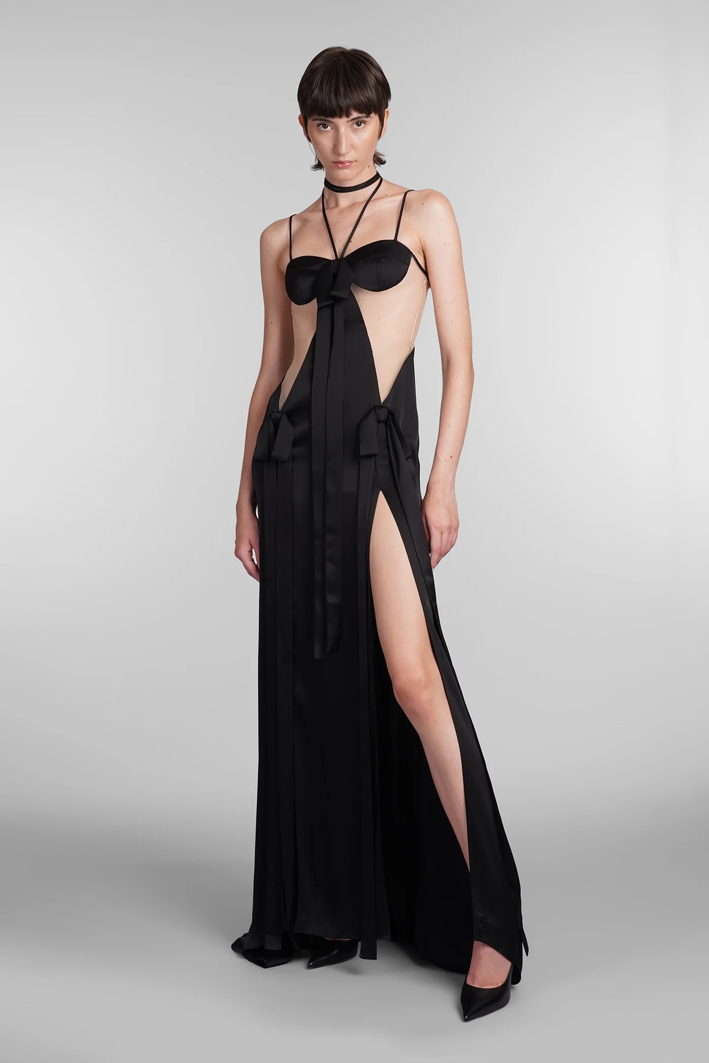 Dress woman in black Triacetate - Image 2