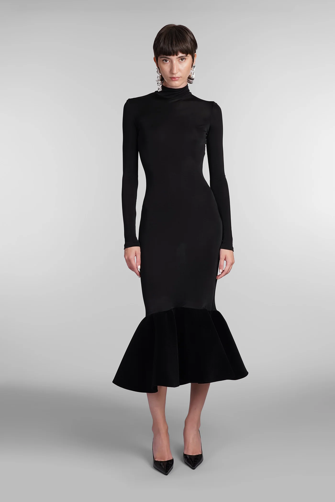 Dress woman  in black viscose