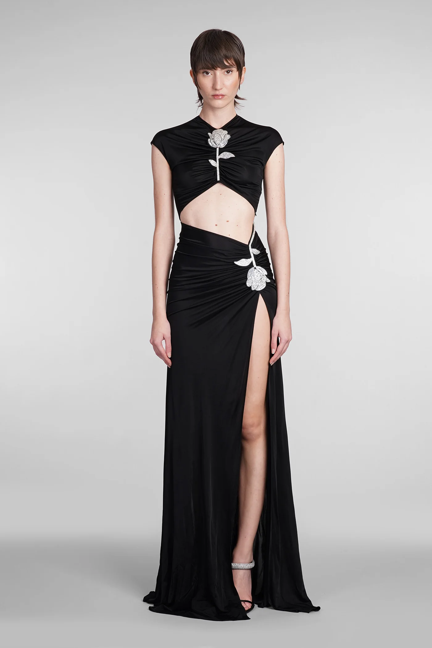 Dress woman in black viscose