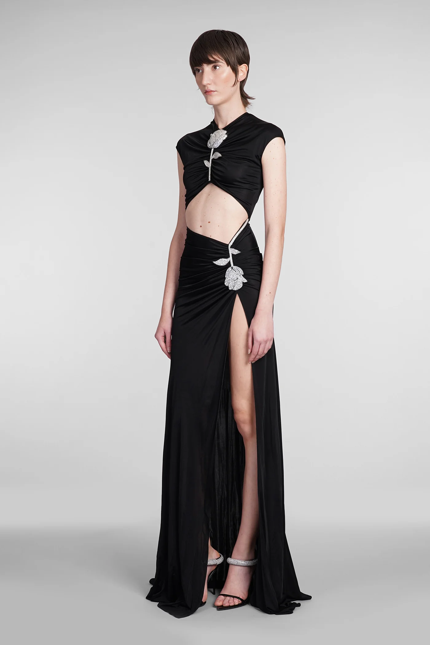 Dress woman in black viscose - Image 4
