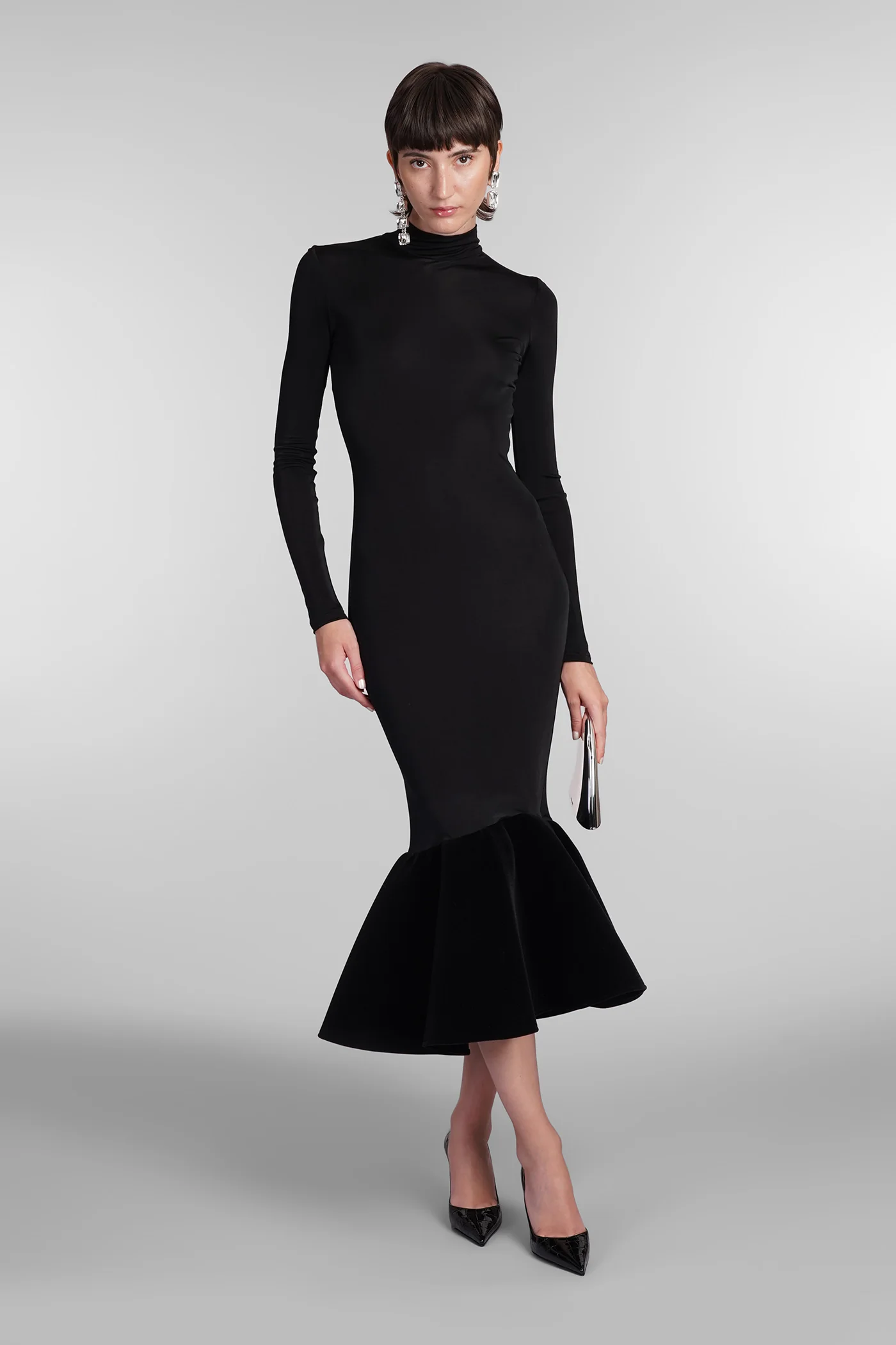 Dress woman  in black viscose - Image 2