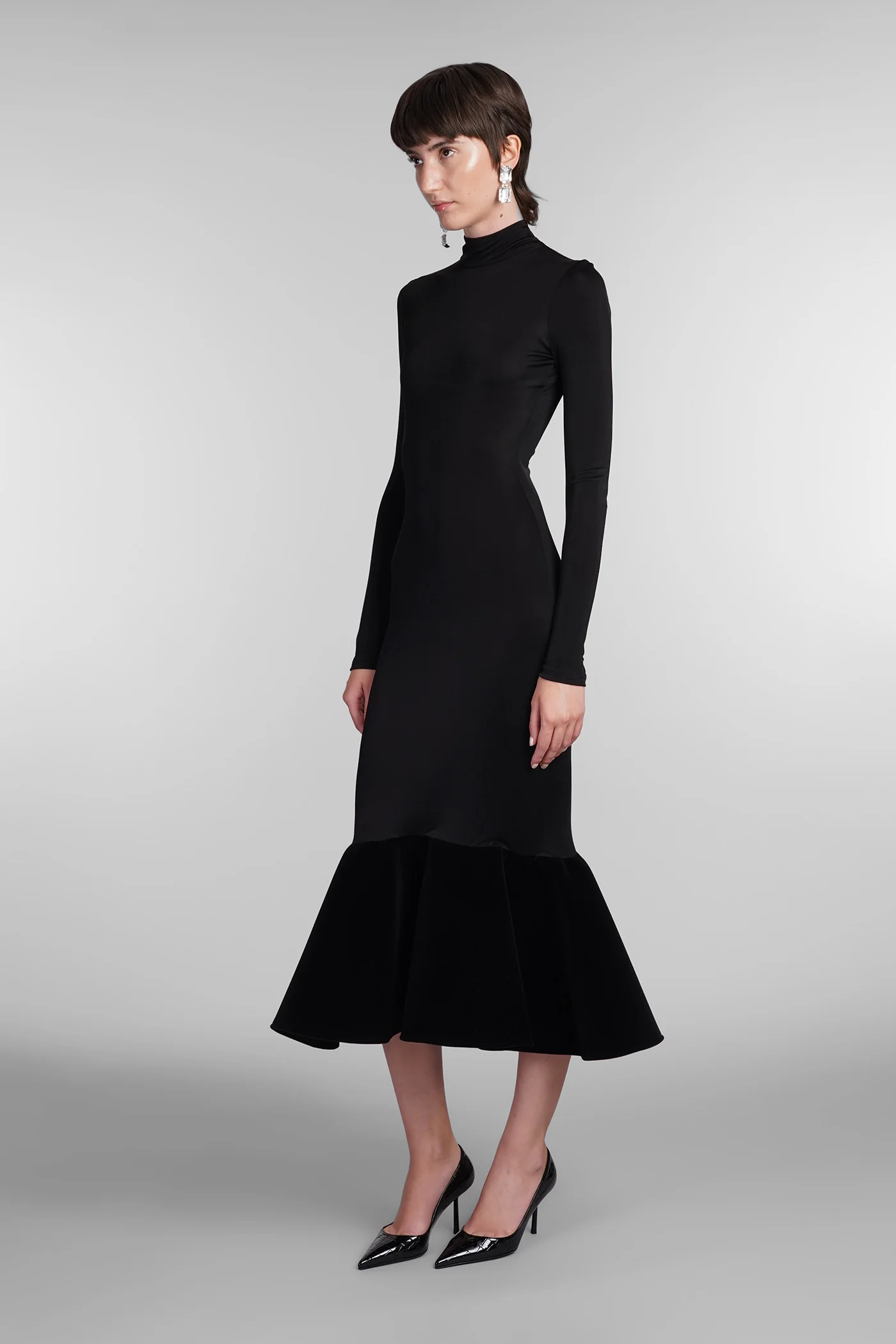 Dress woman  in black viscose - Image 4
