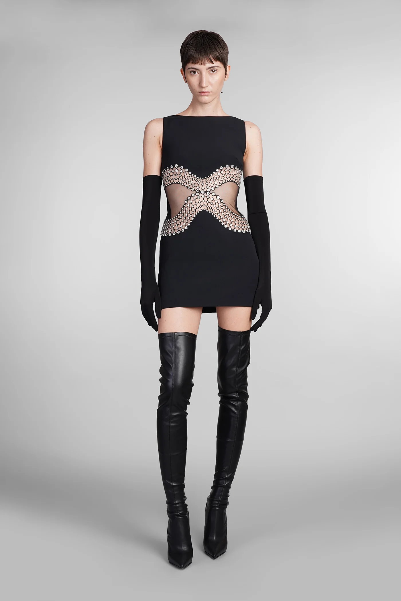 Dress woman  in black viscose