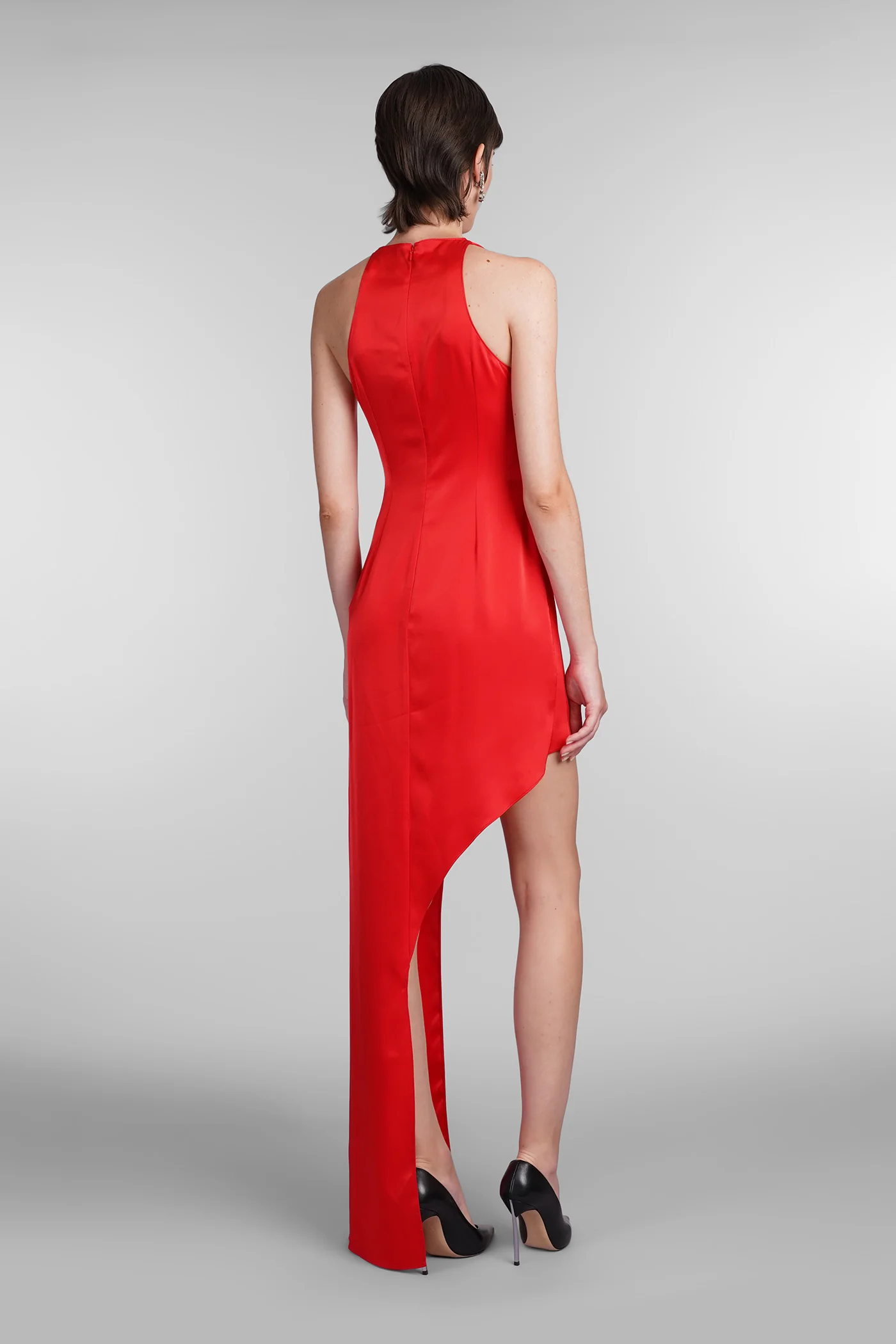 Dress woman in red Triacetate - Image 3