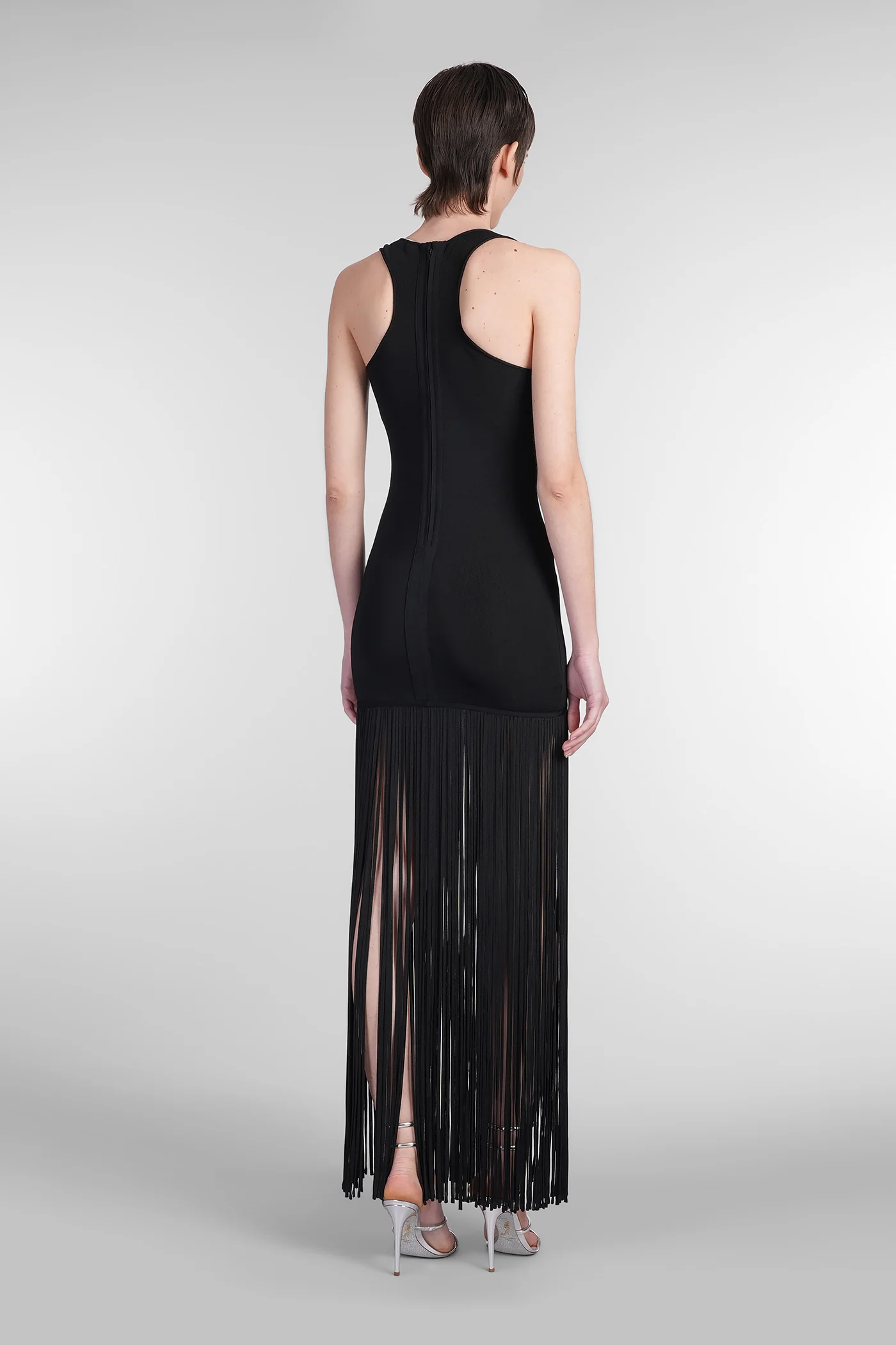 Long dress in black Rayon - Image 3