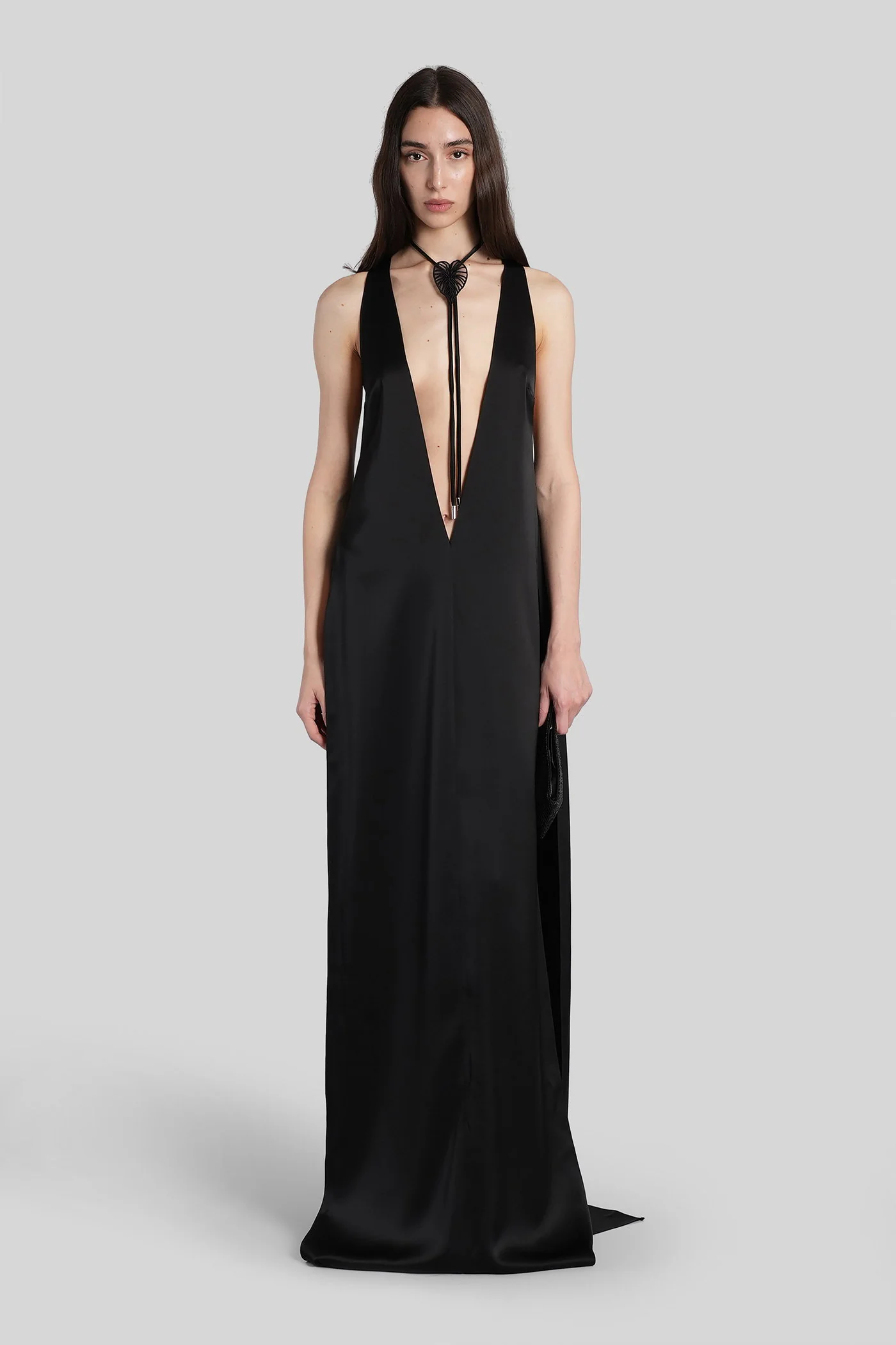 Long dress in black Triacetate