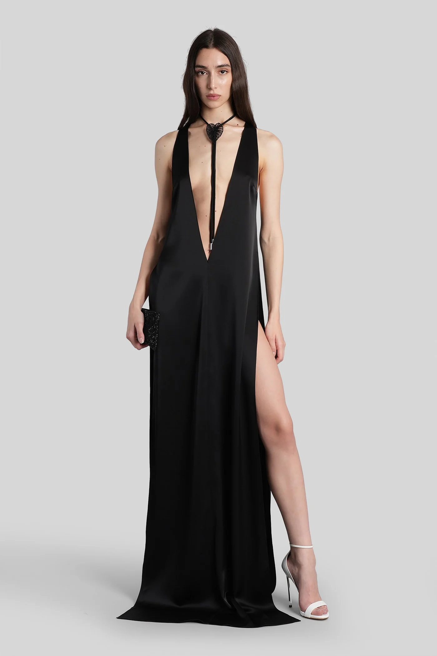 Long dress in black Triacetate - Image 2