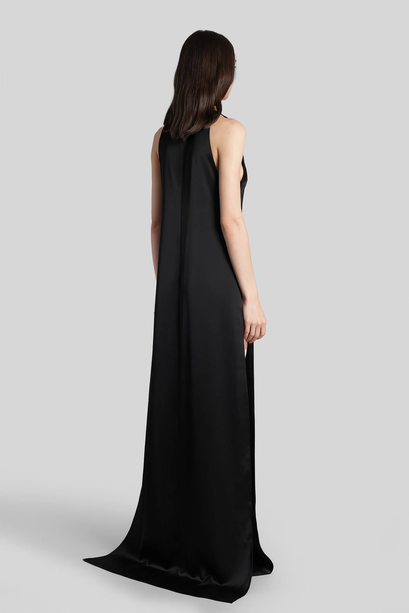 Long dress in black Triacetate - Image 3